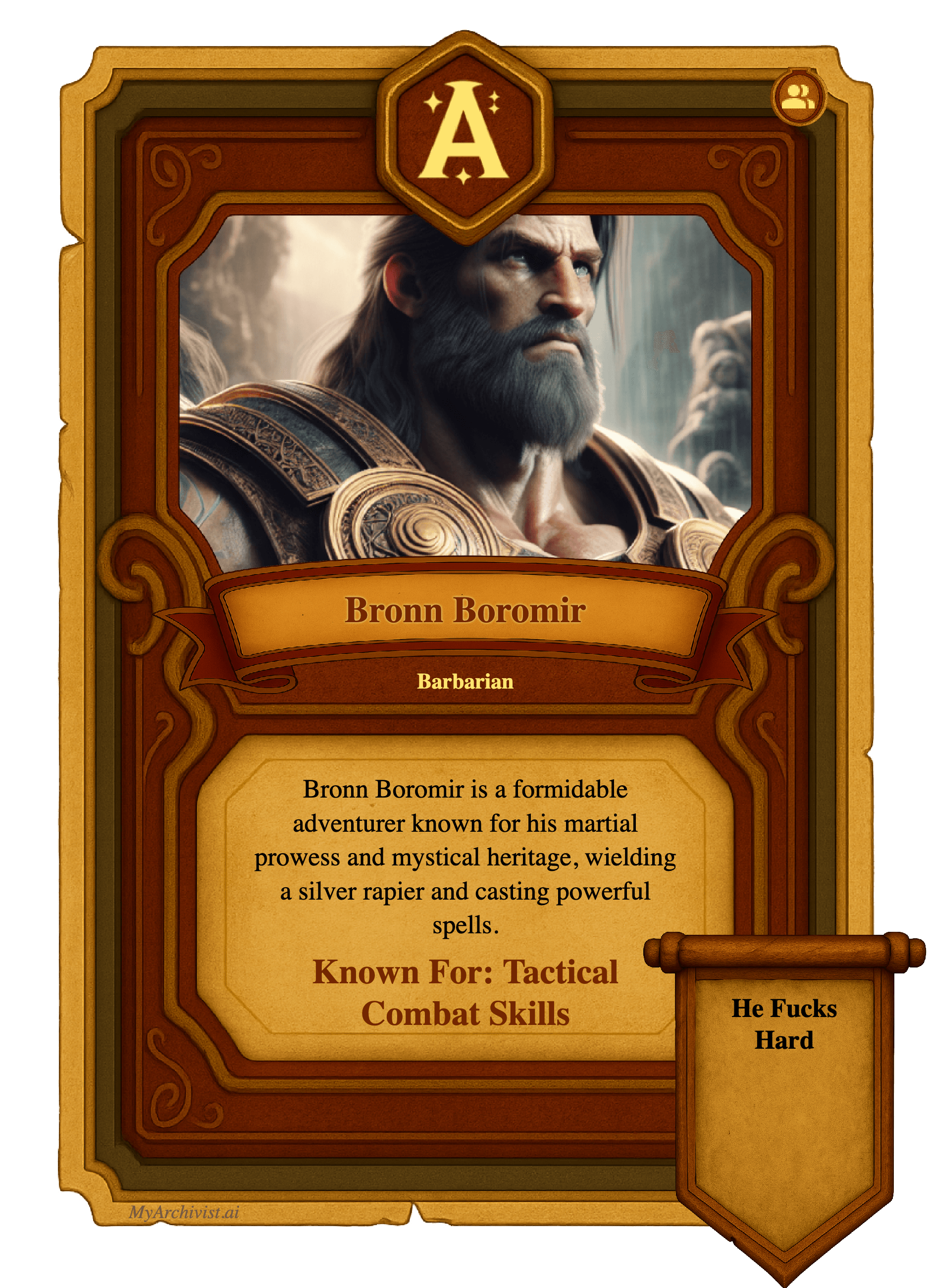 Bronn Boromir trading card - Character from Quest-o-Nomicon