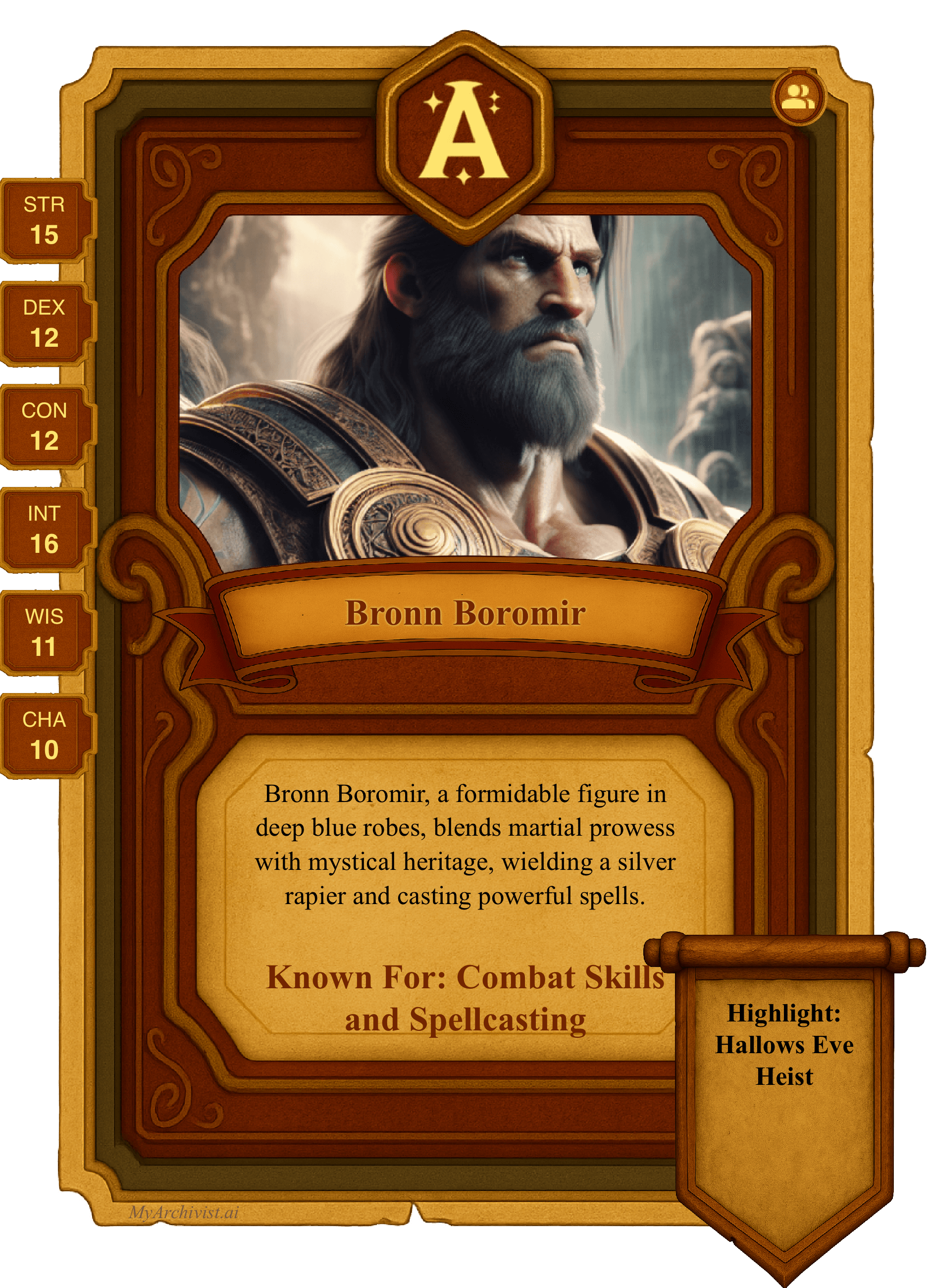 Bronn Boromir trading card - Character from Quest-o-Nomicon