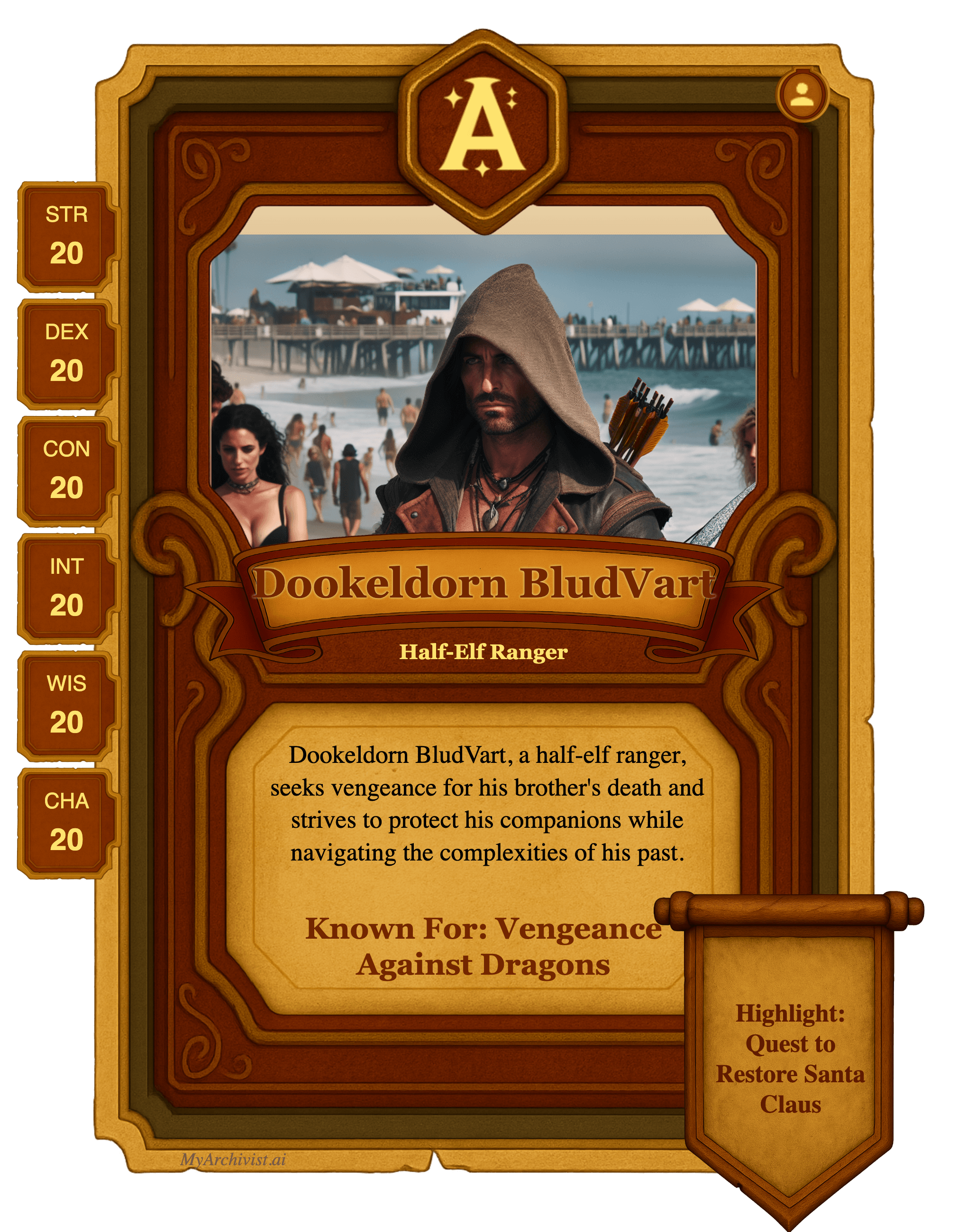 Dookeldorn BludVart trading card - Character from Quest-o-Nomicon