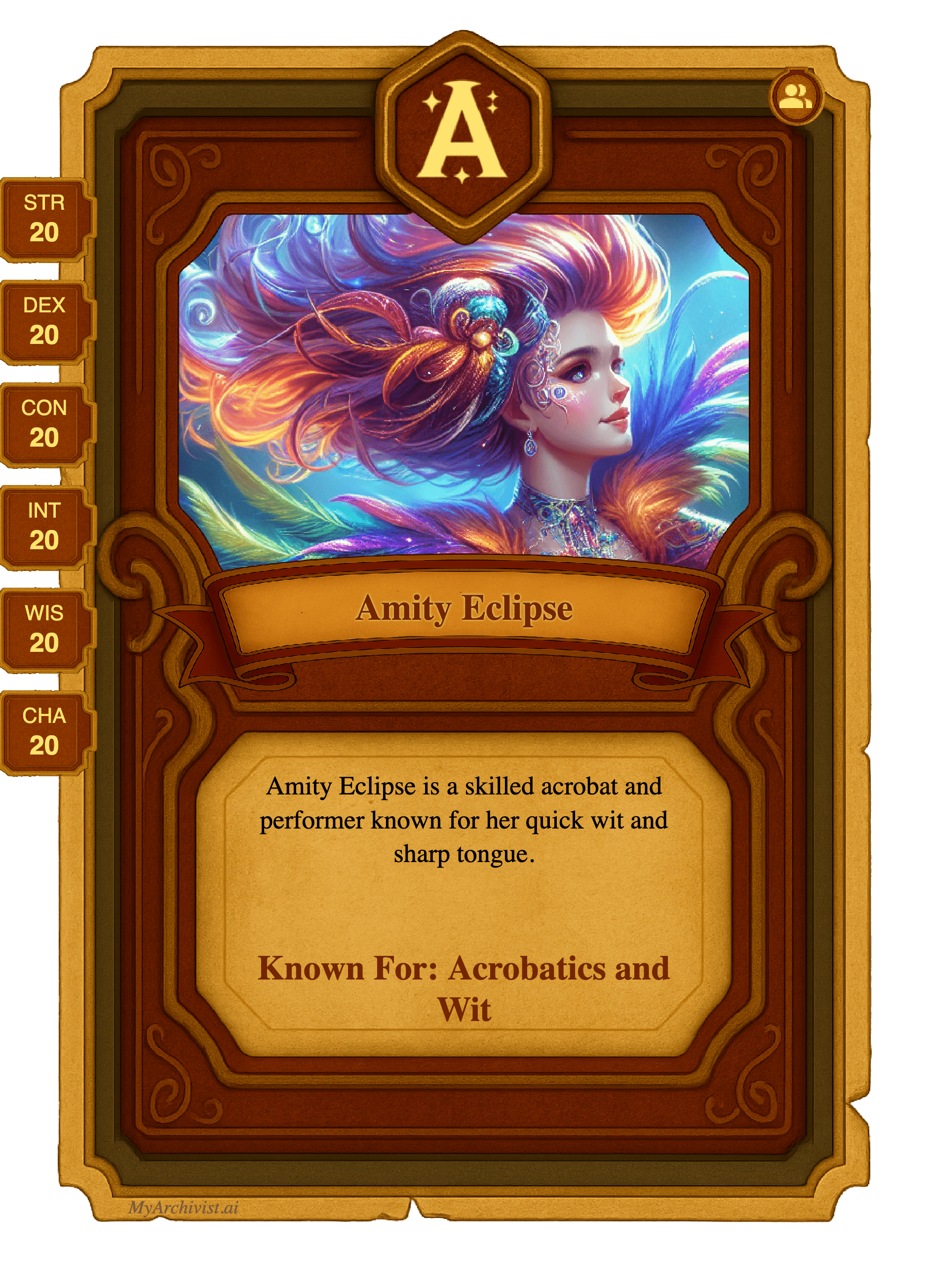 Amity Eclipse trading card - Character from Quest-o-Nomicon