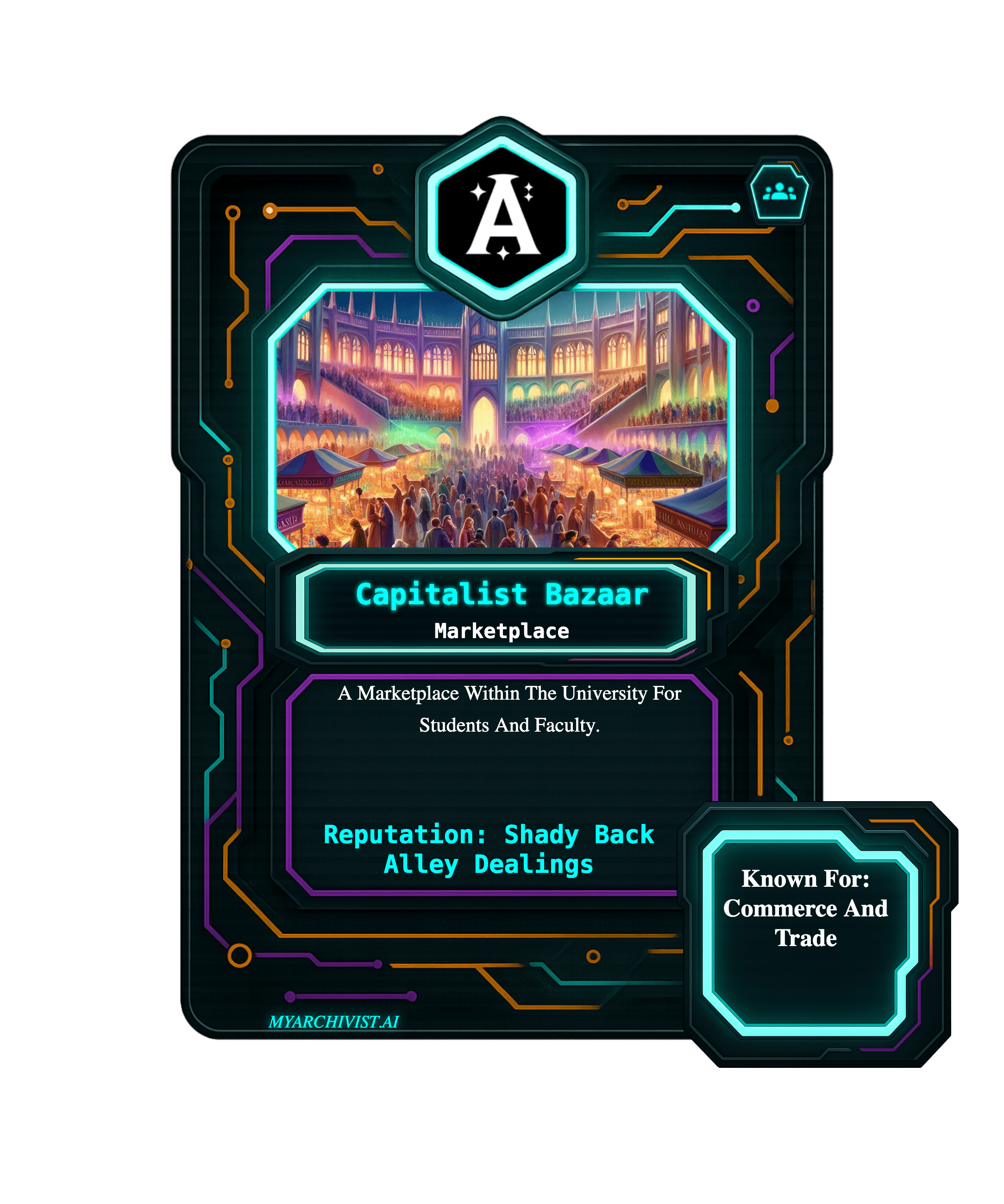 The Capitalist Bazaar trading card - Faction from Quest-o-Nomicon