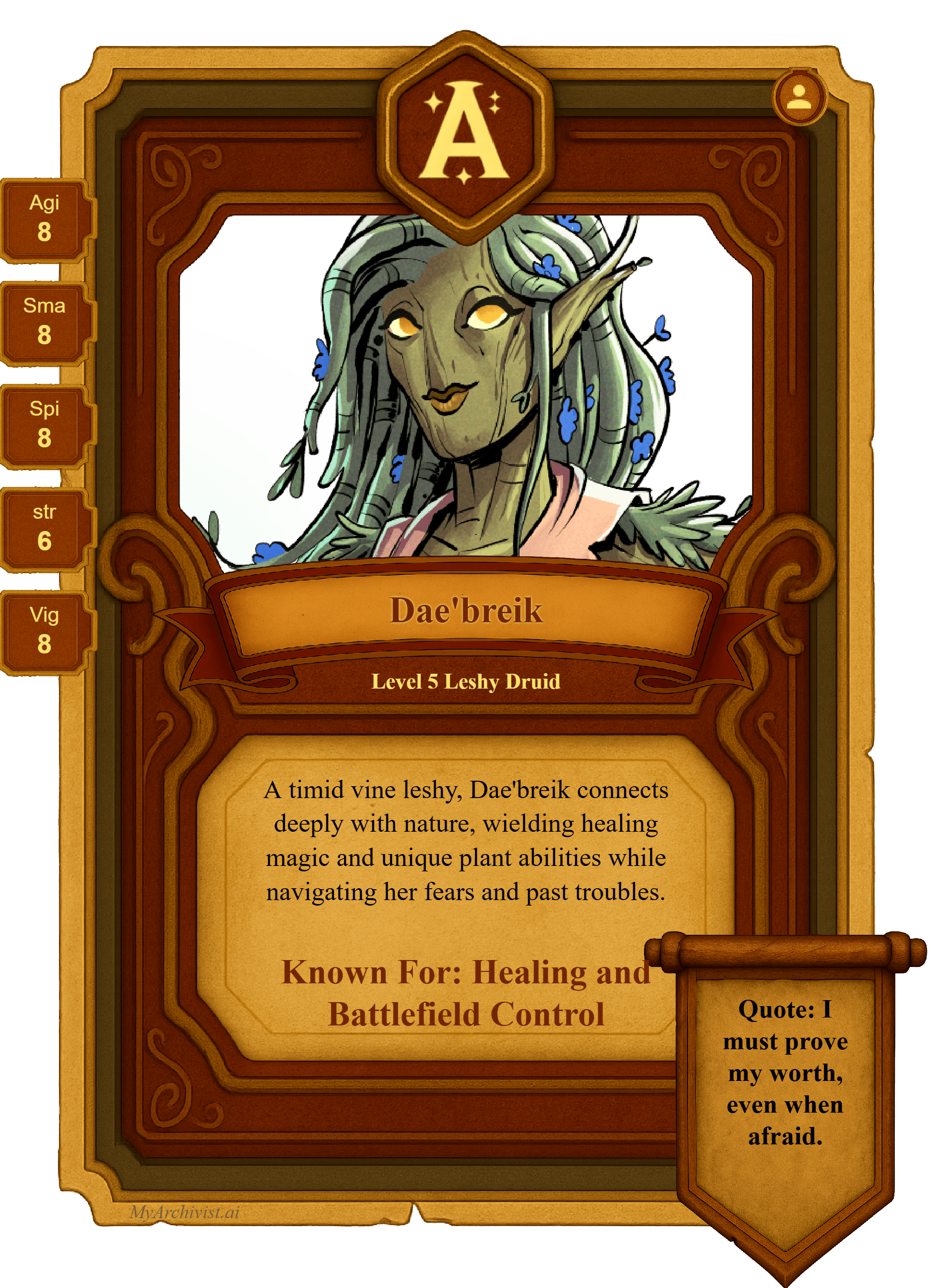 Dae'breik trading card - Character from Strange Aeons