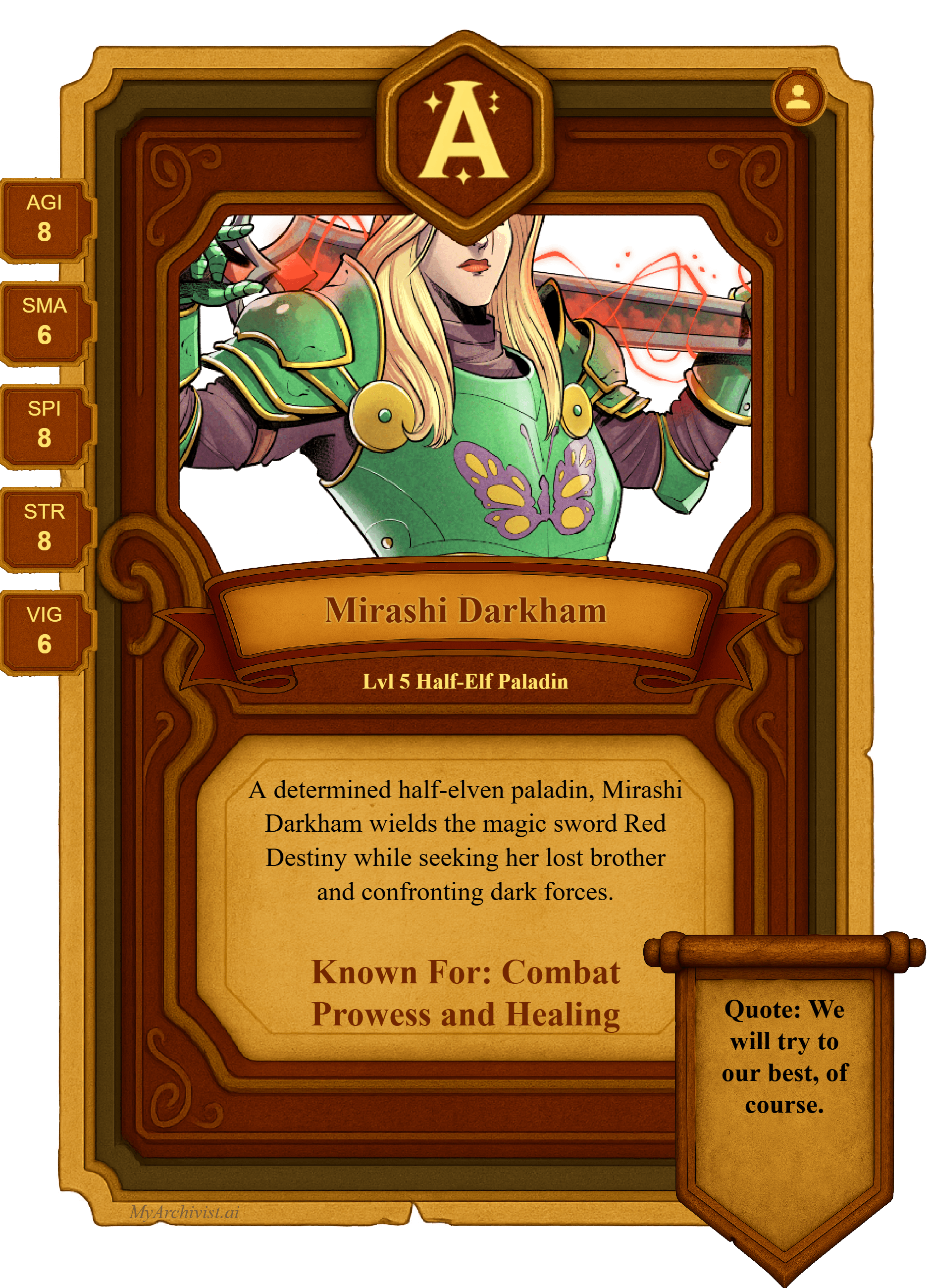 Mirashi Darkham trading card - Character from Strange Aeons