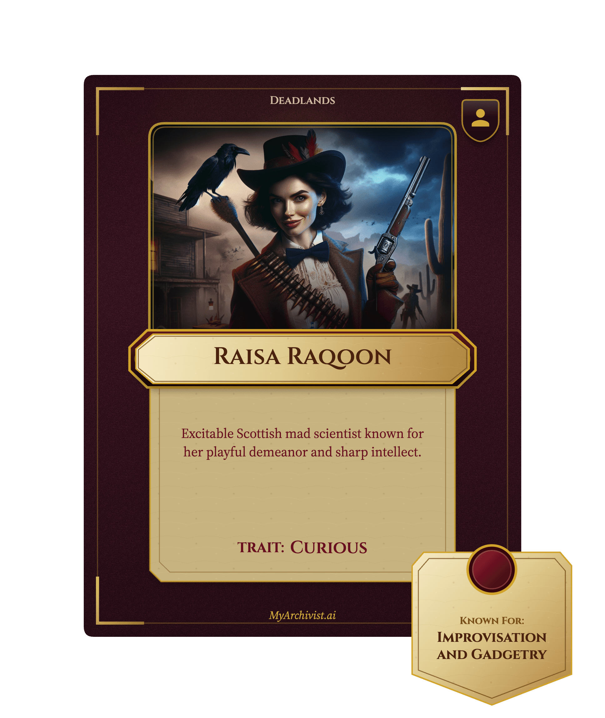 Raisa Raqoon trading card - Character from Deadlands