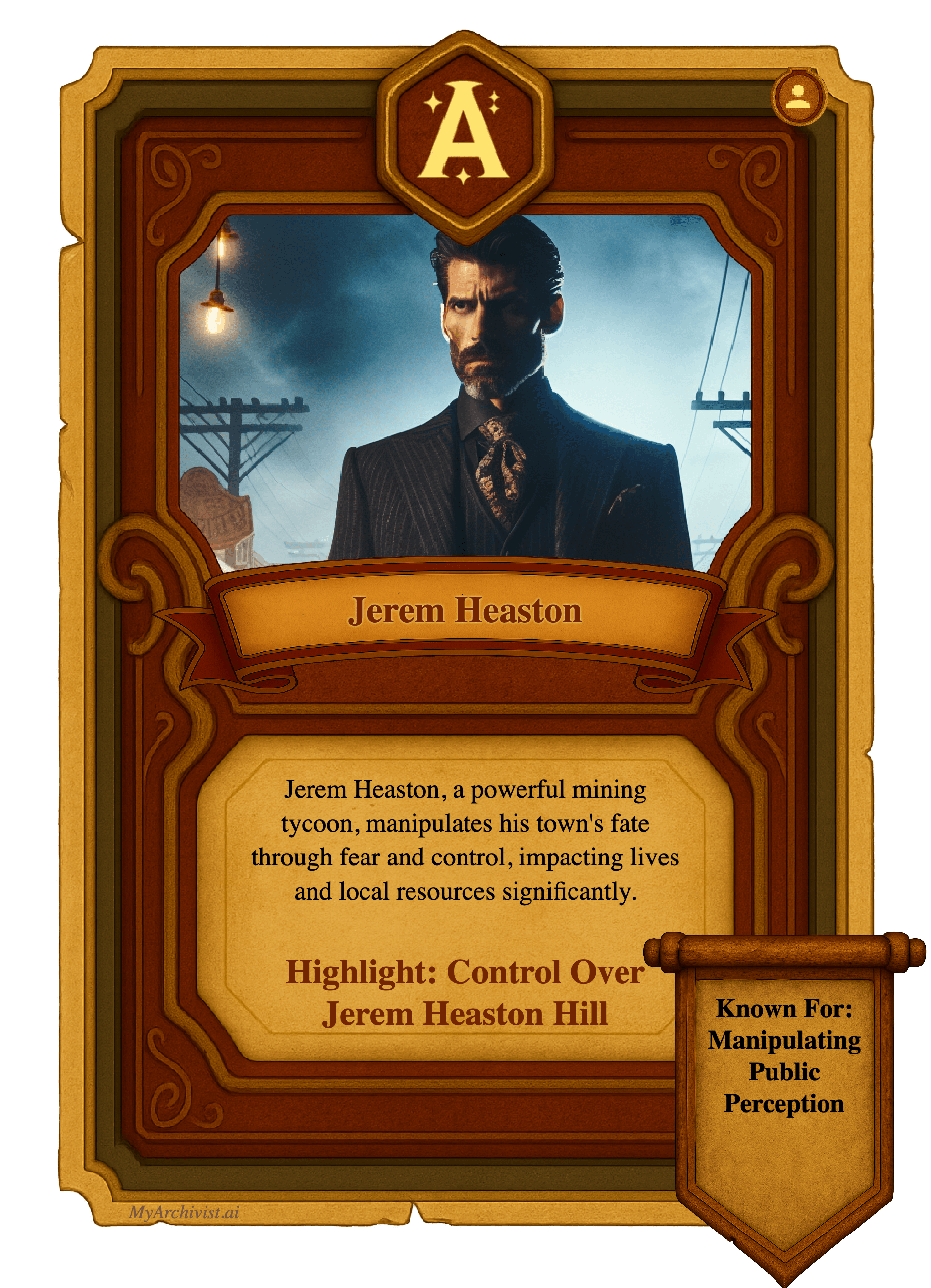 Jerem Heaston trading card - Character from Deadlands
