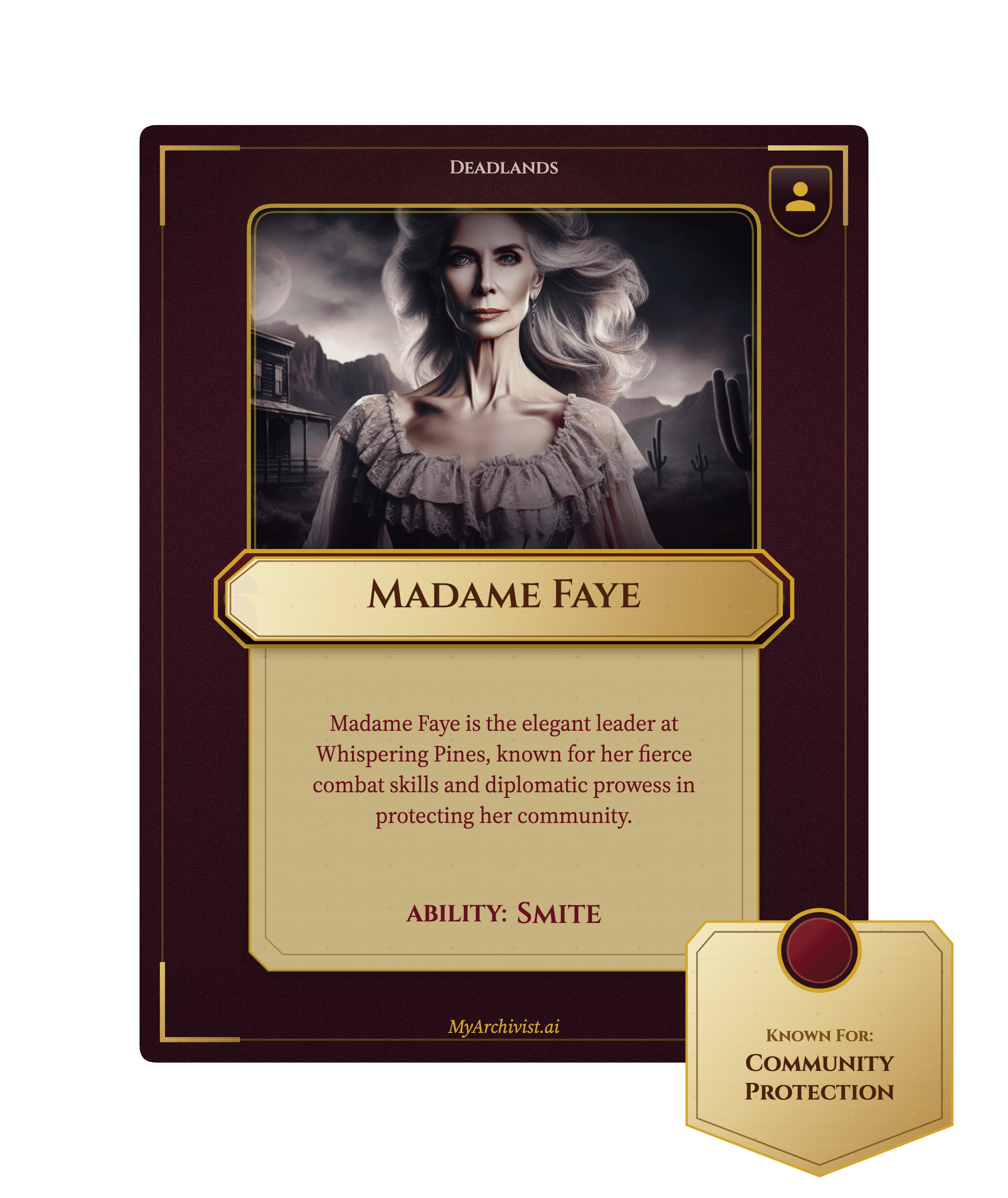 Madame Faye trading card - Character from Deadlands