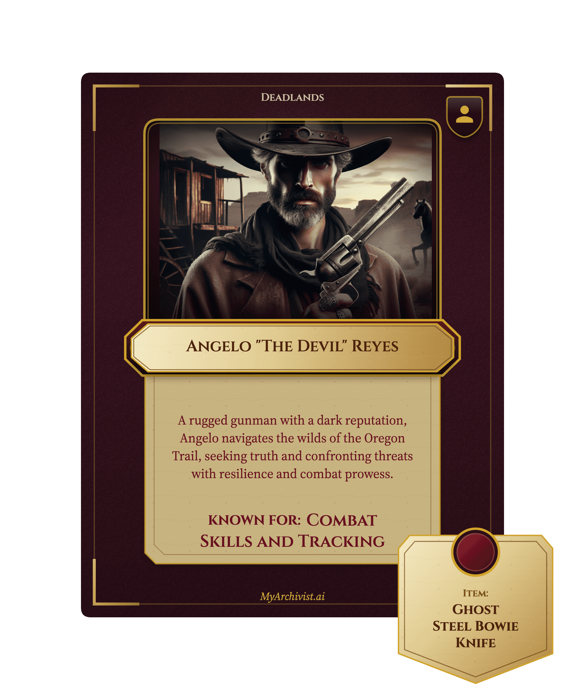 Angelo "The Devil" Reyes trading card - Character from Deadlands