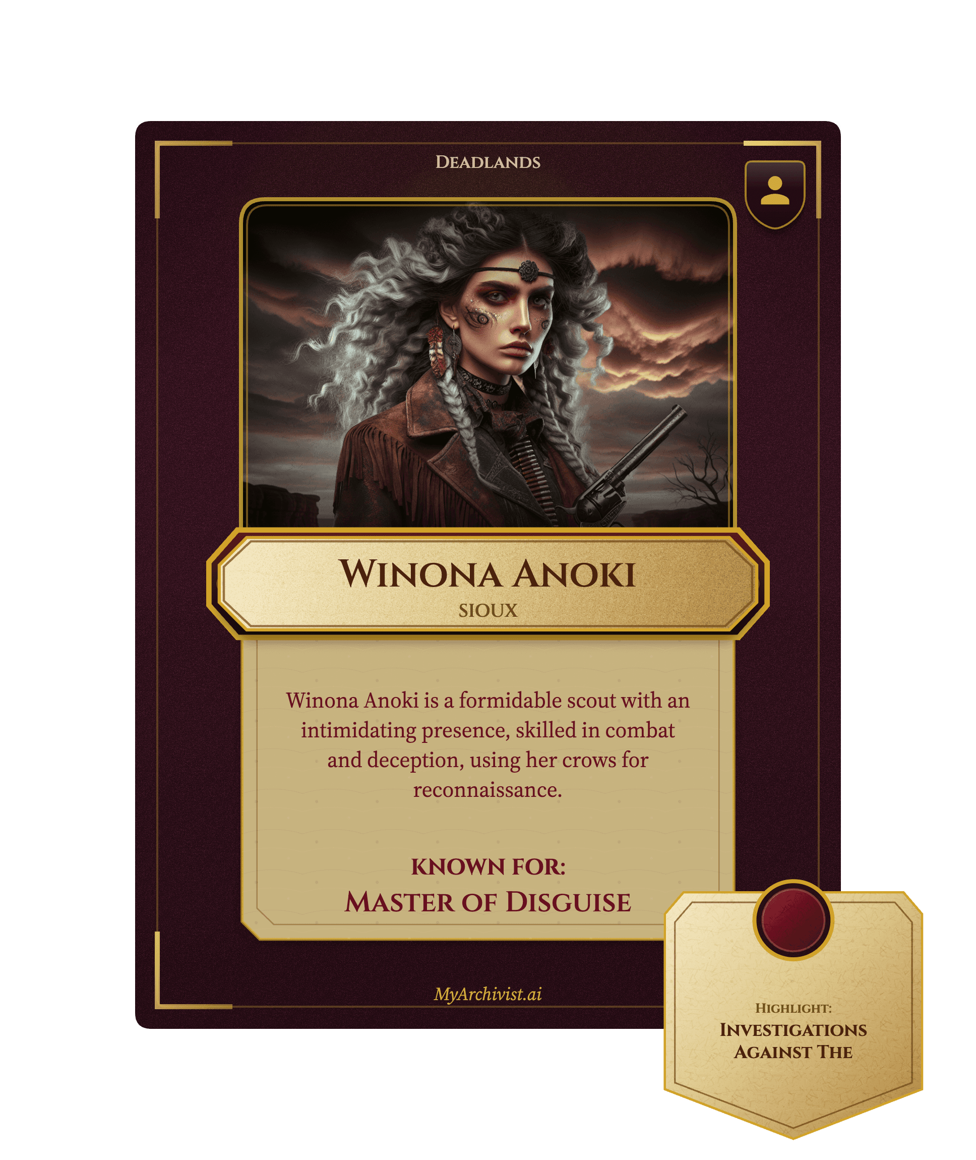 Winona Anoki trading card - Character from Deadlands