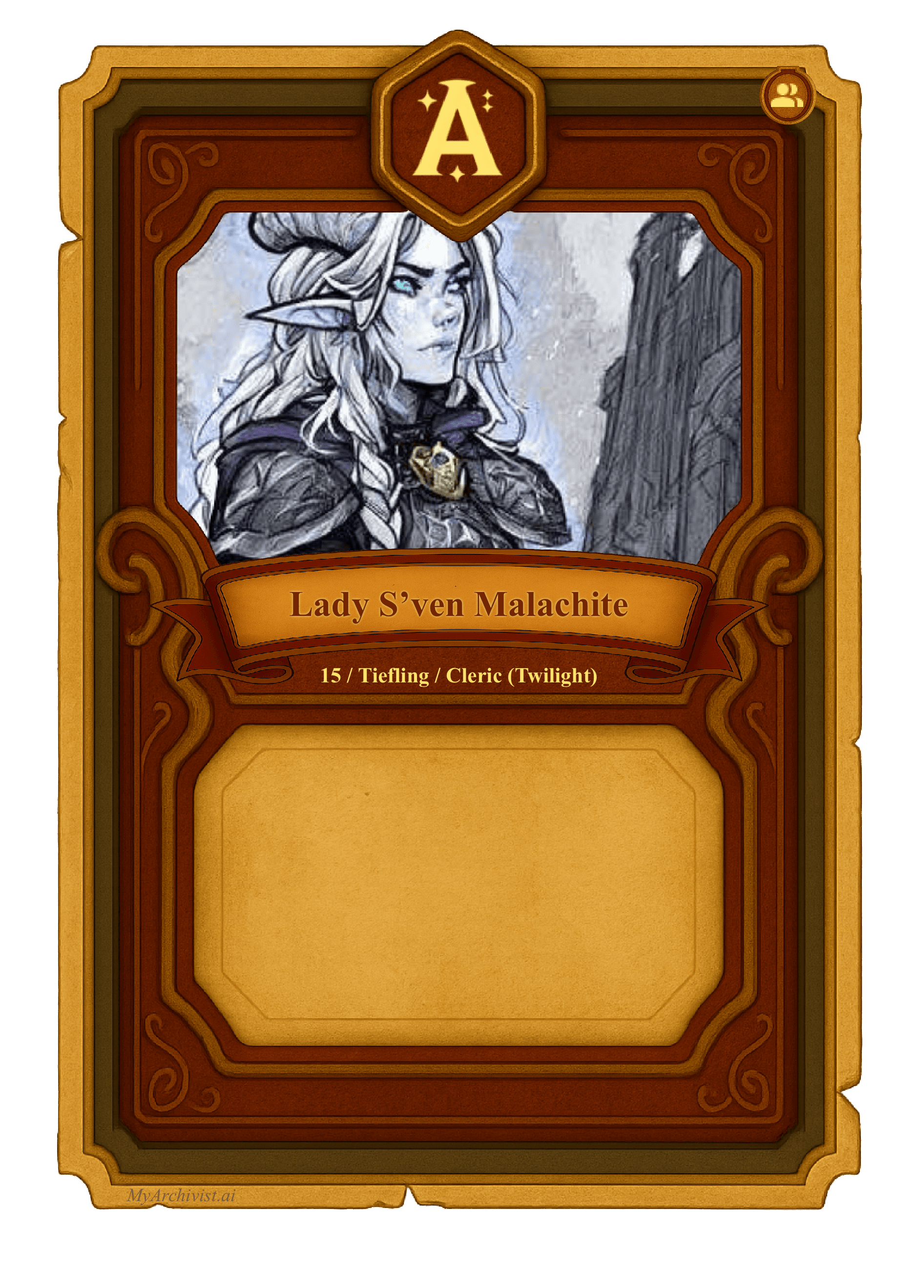 S’ven Malachite trading card - Character from Minoria