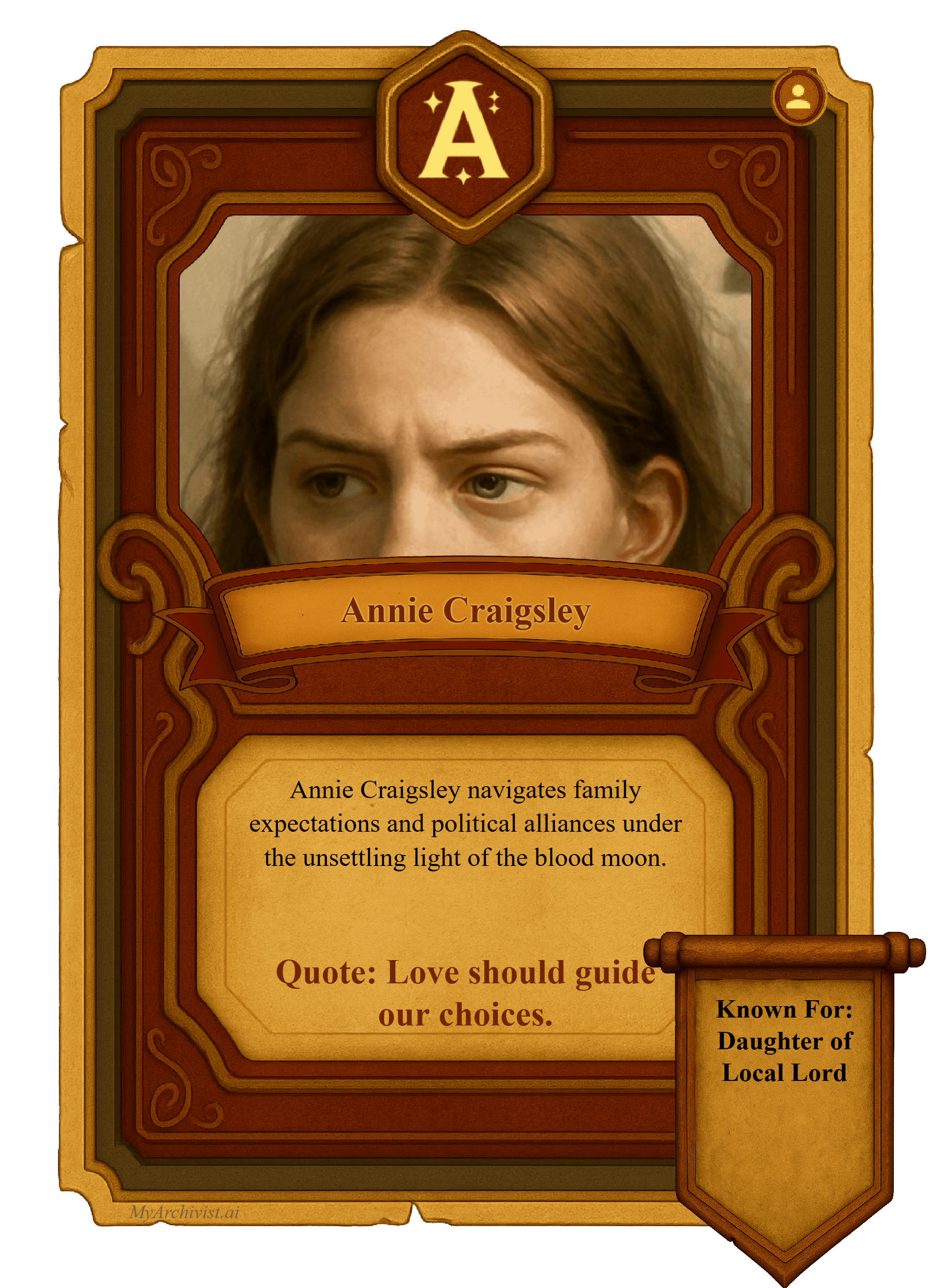 Annie Craigsley trading card - Character from Crysinthia