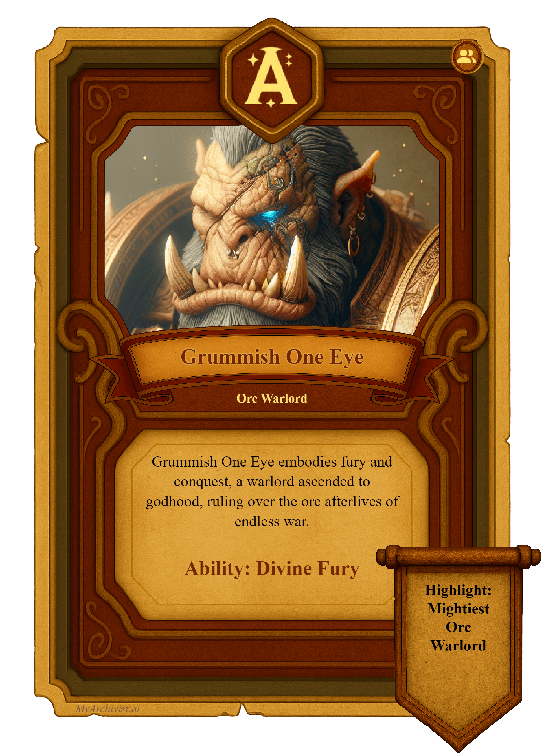 Grummish One Eye trading card - Character from Crysinthia