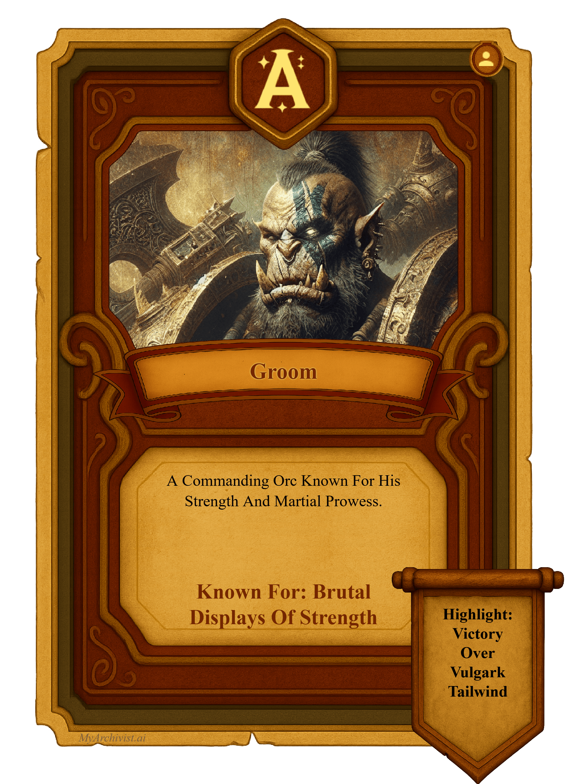 Groom trading card - Character from Crysinthia