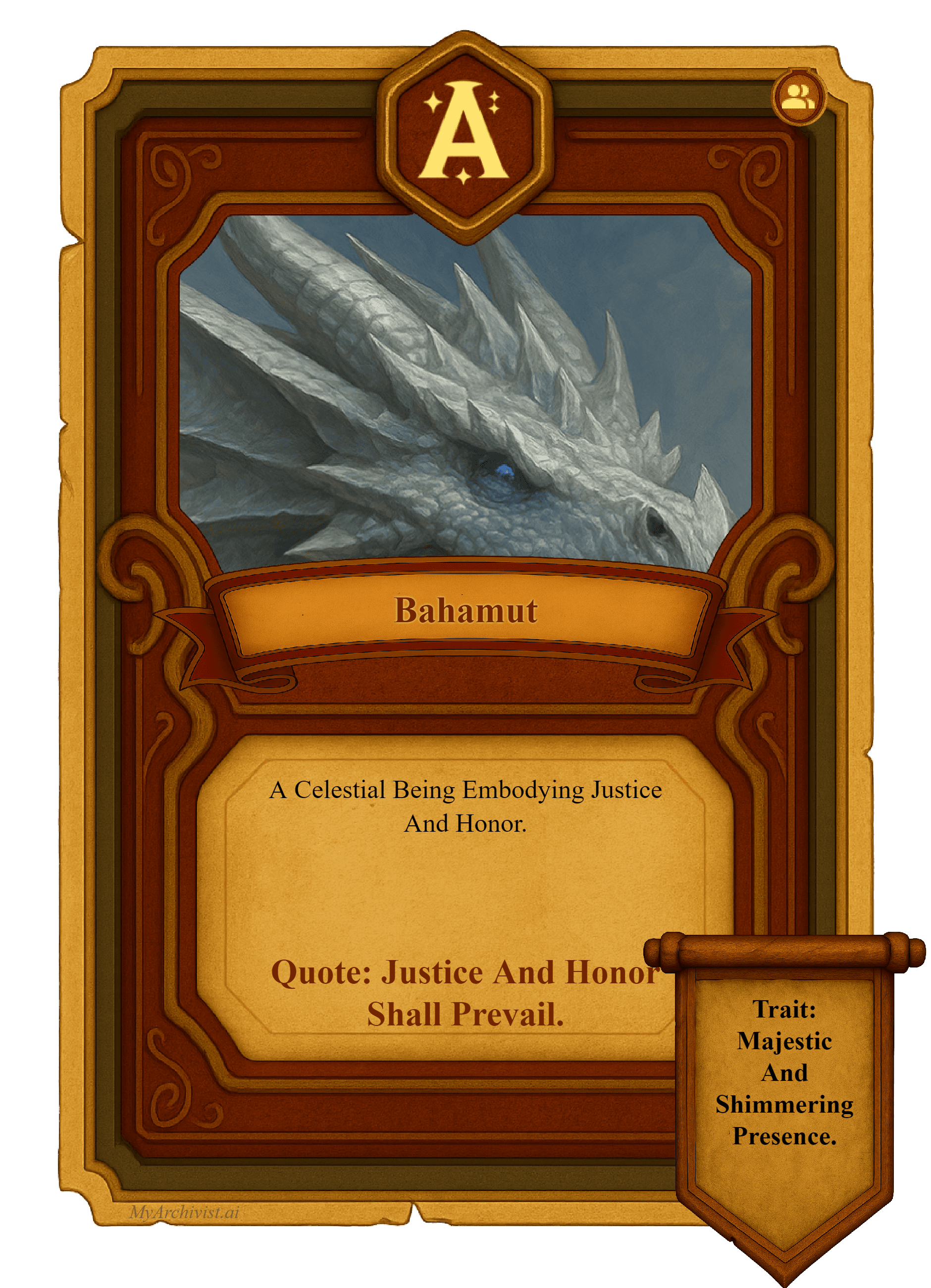 Bahamut trading card - Character from Crysinthia