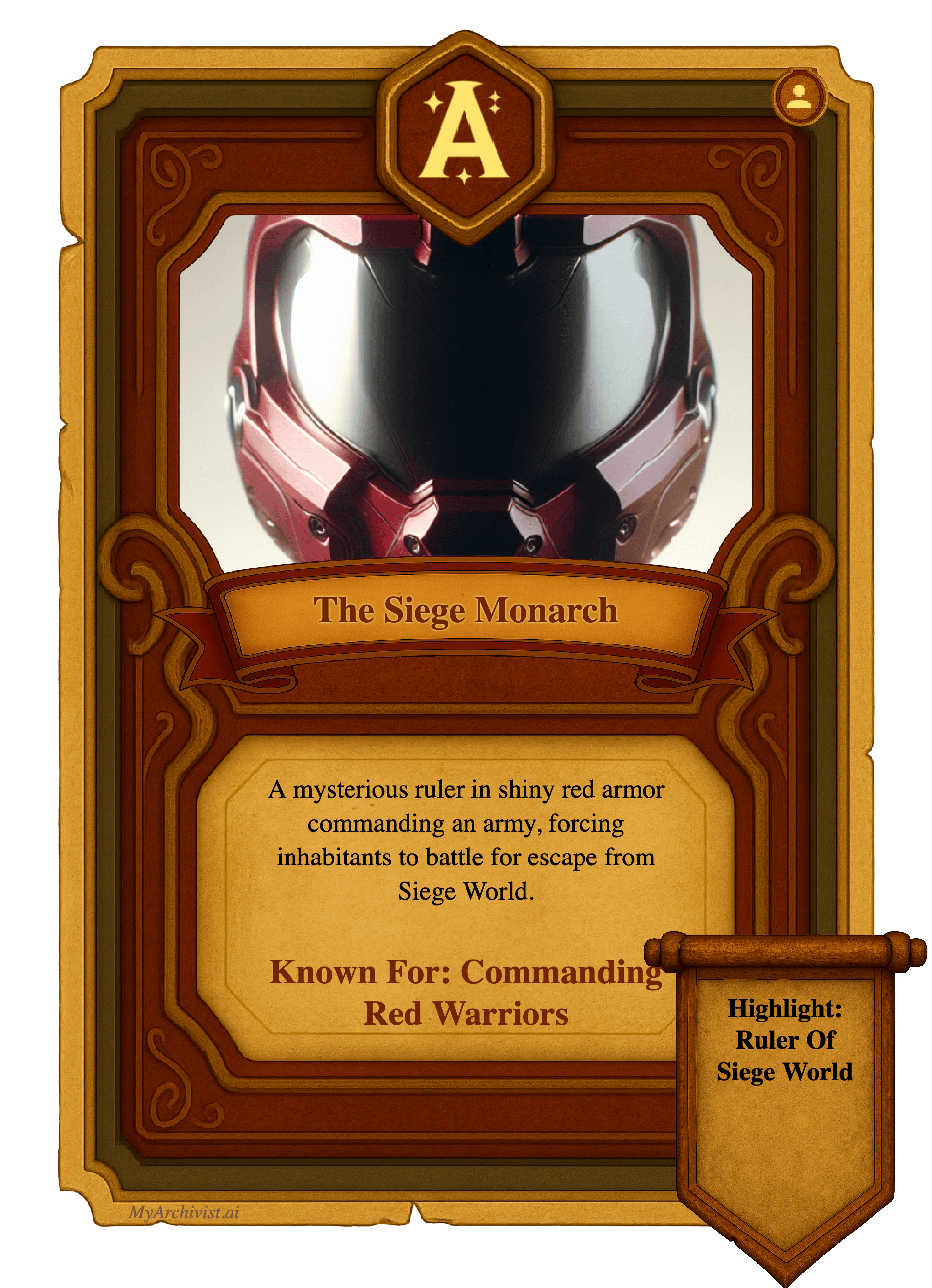 The Siege Monarch trading card - Character from Darke Light: Siege