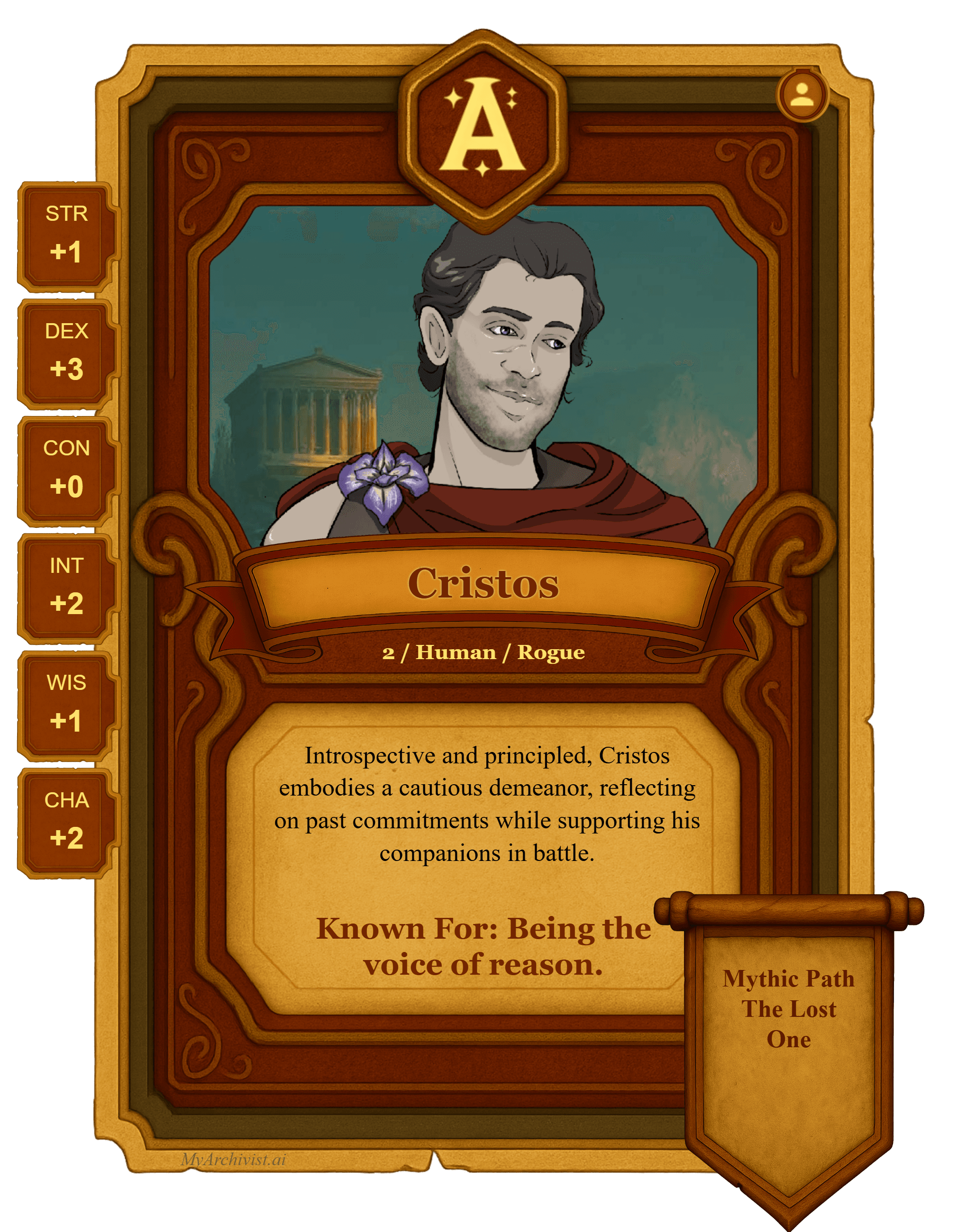 Cristos trading card - Character from Odyssey of the Dragonlords