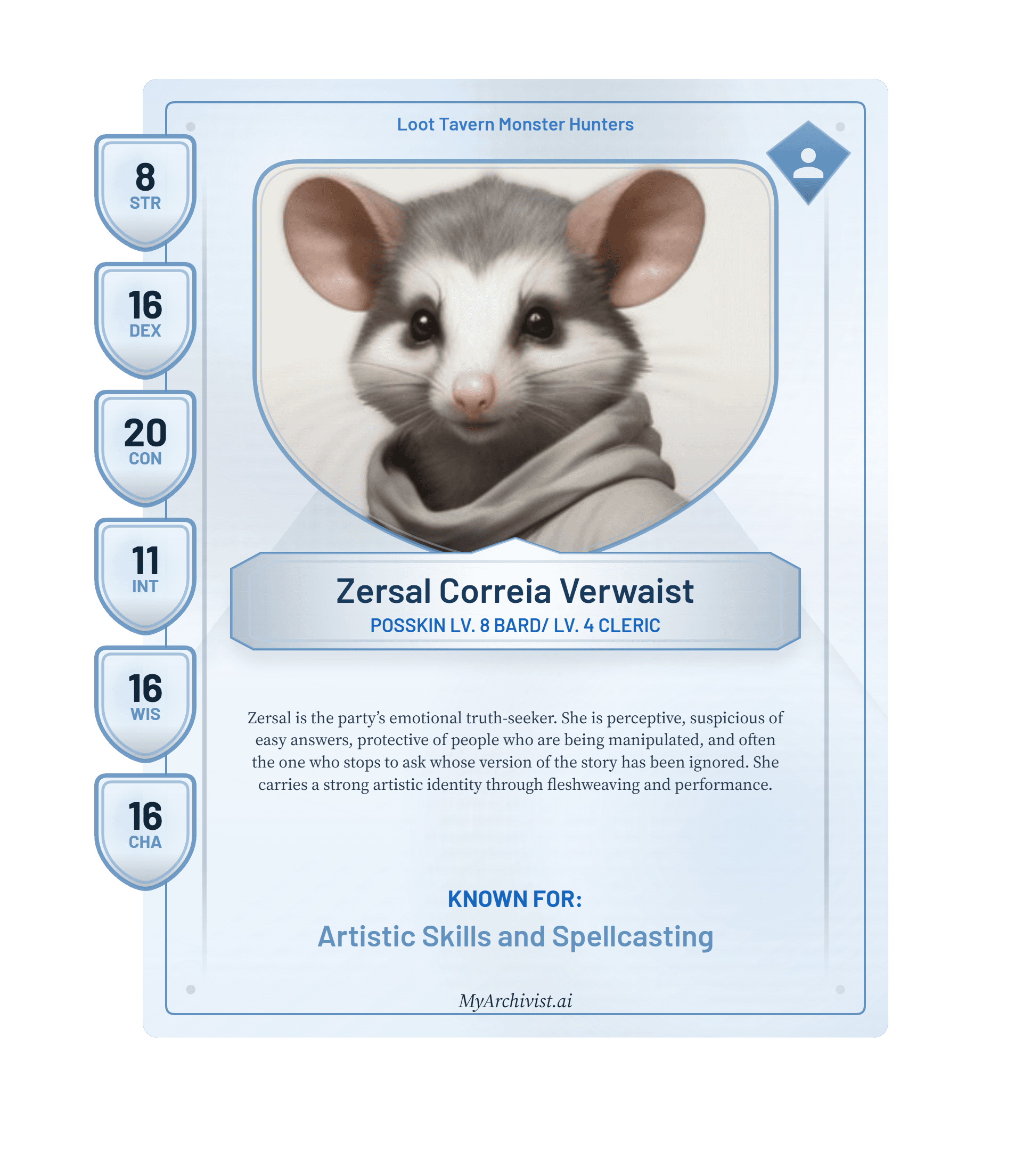 Zersal trading card - Character from Loot Tavern Monster Hunters