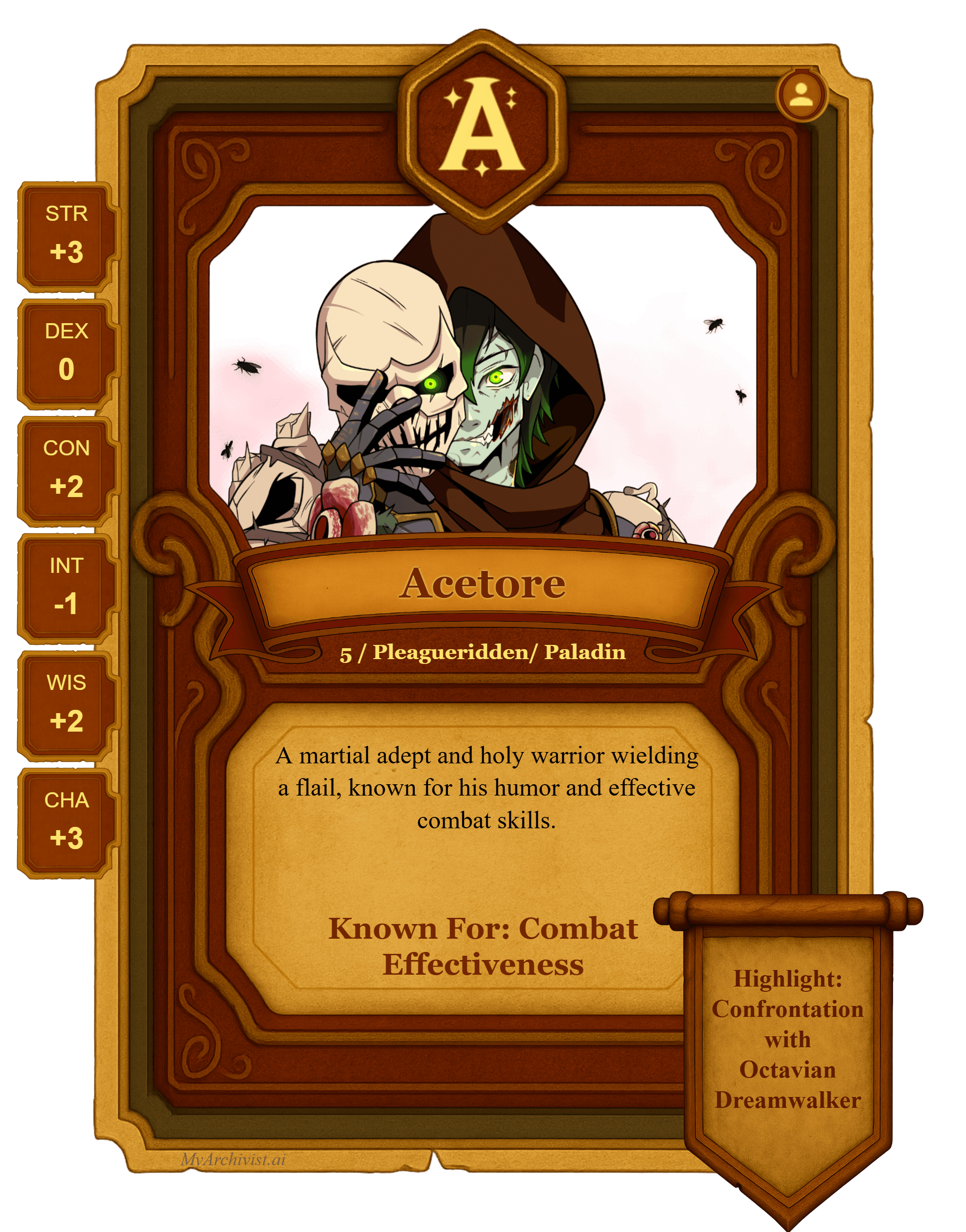 Acetore trading card - Character from Citadel of the Unseen Sun