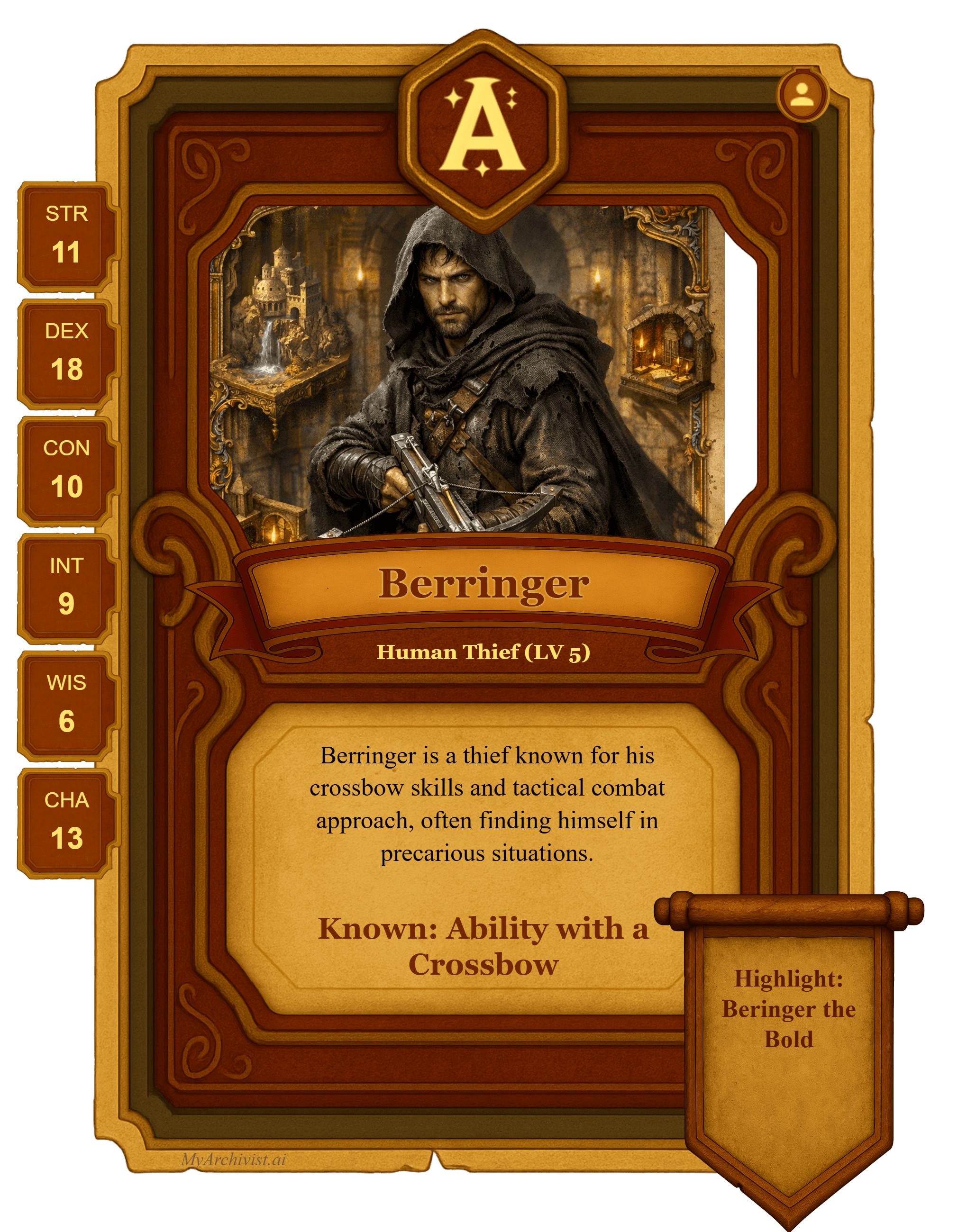 Berringer trading card - Character from The Ironhaven Chronicles (SU)