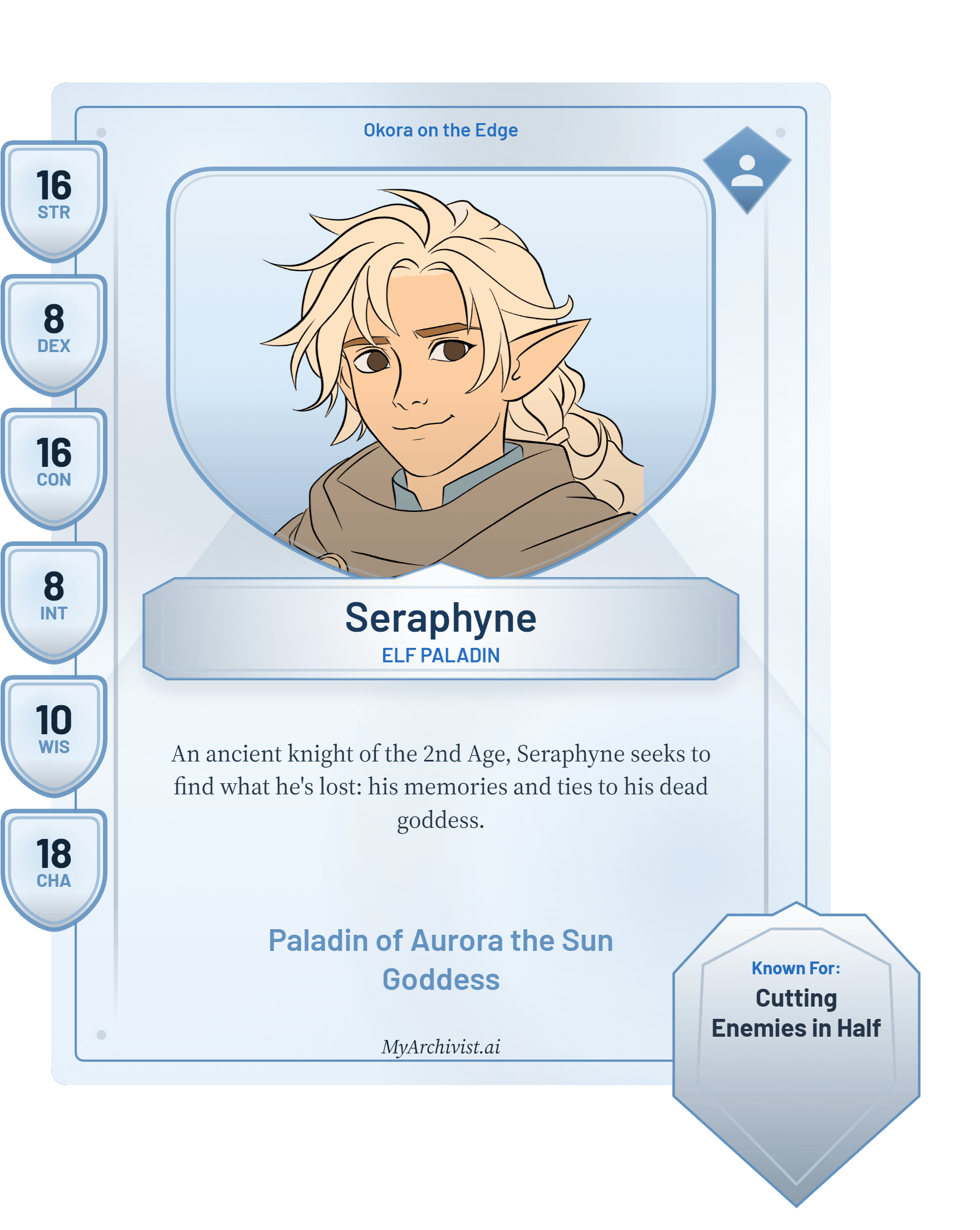 Seraphyne trading card - Character from Okora on the Edge