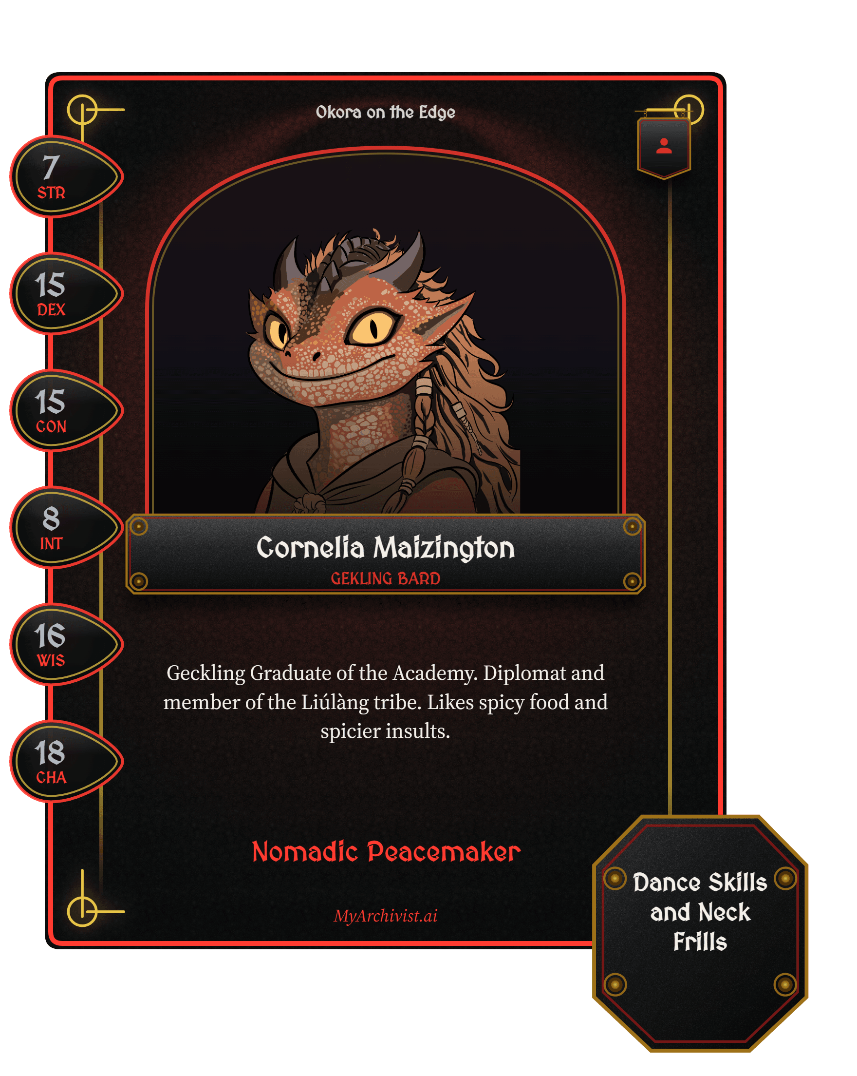 Cornelia Maizington trading card - Character from Okora on the Edge