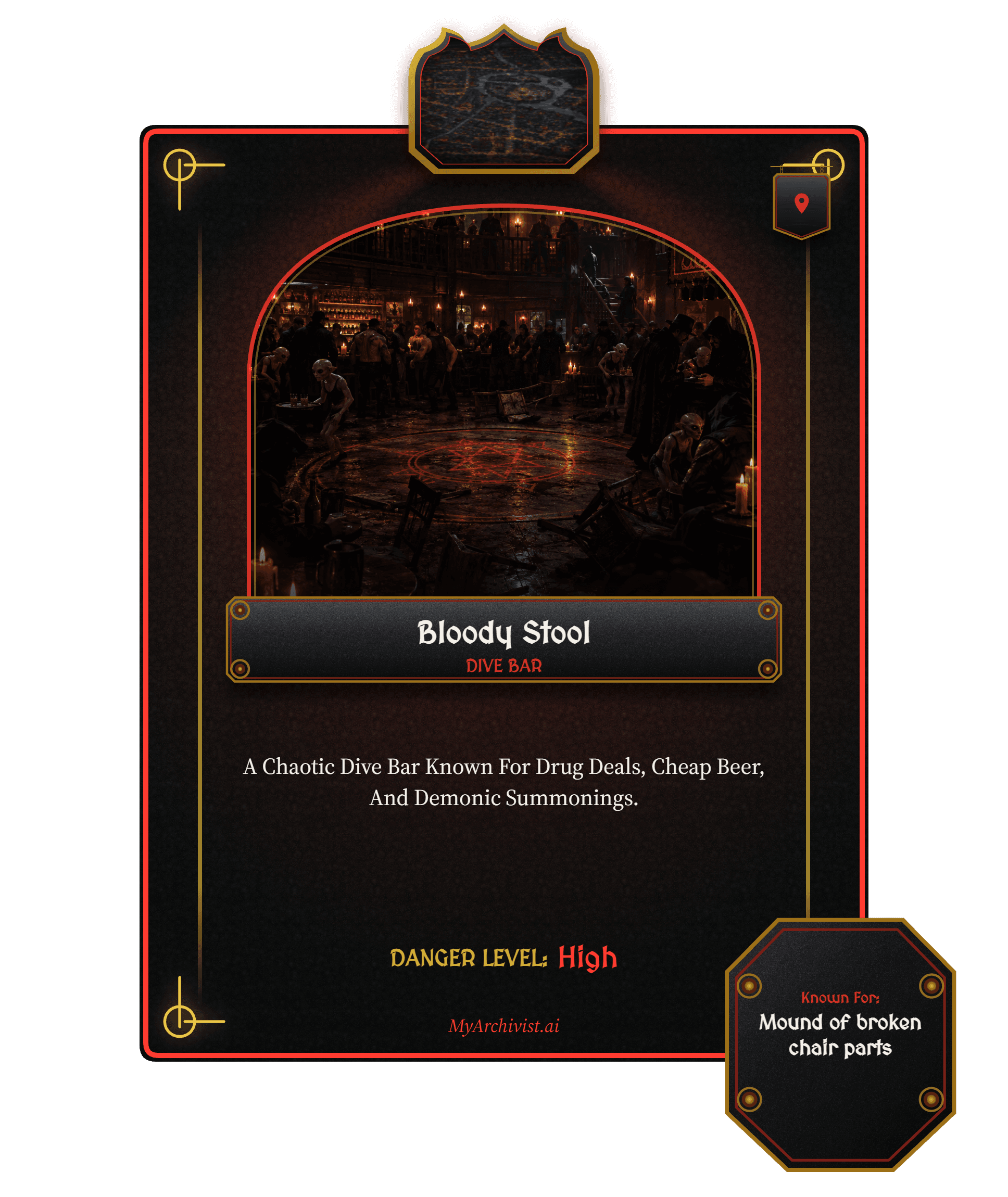 Bloody Stool trading card - Location from Deals of Dianmallo