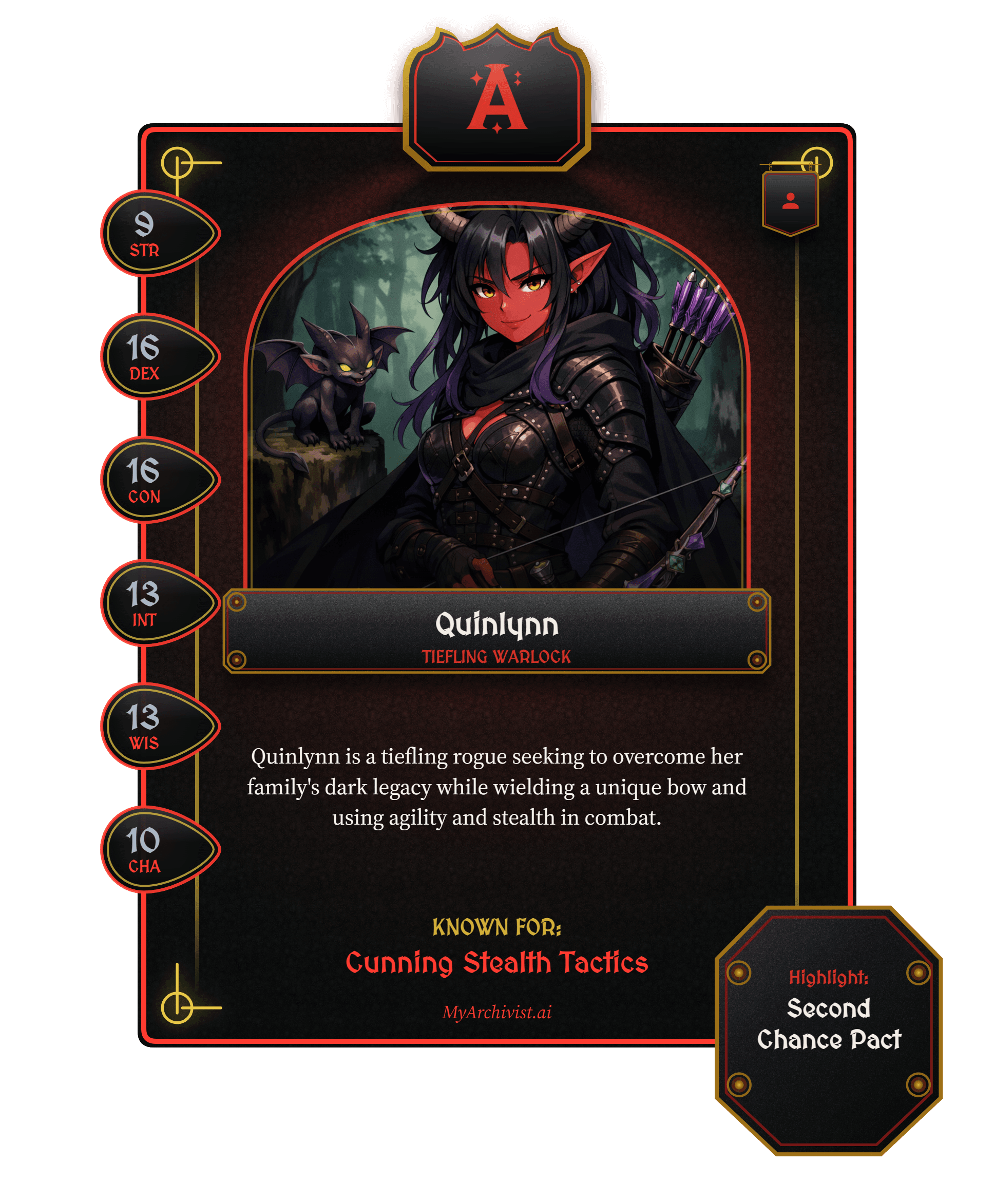 Quinlynn trading card - Character from Echoes of the Sword Coast: The Wayward Legends