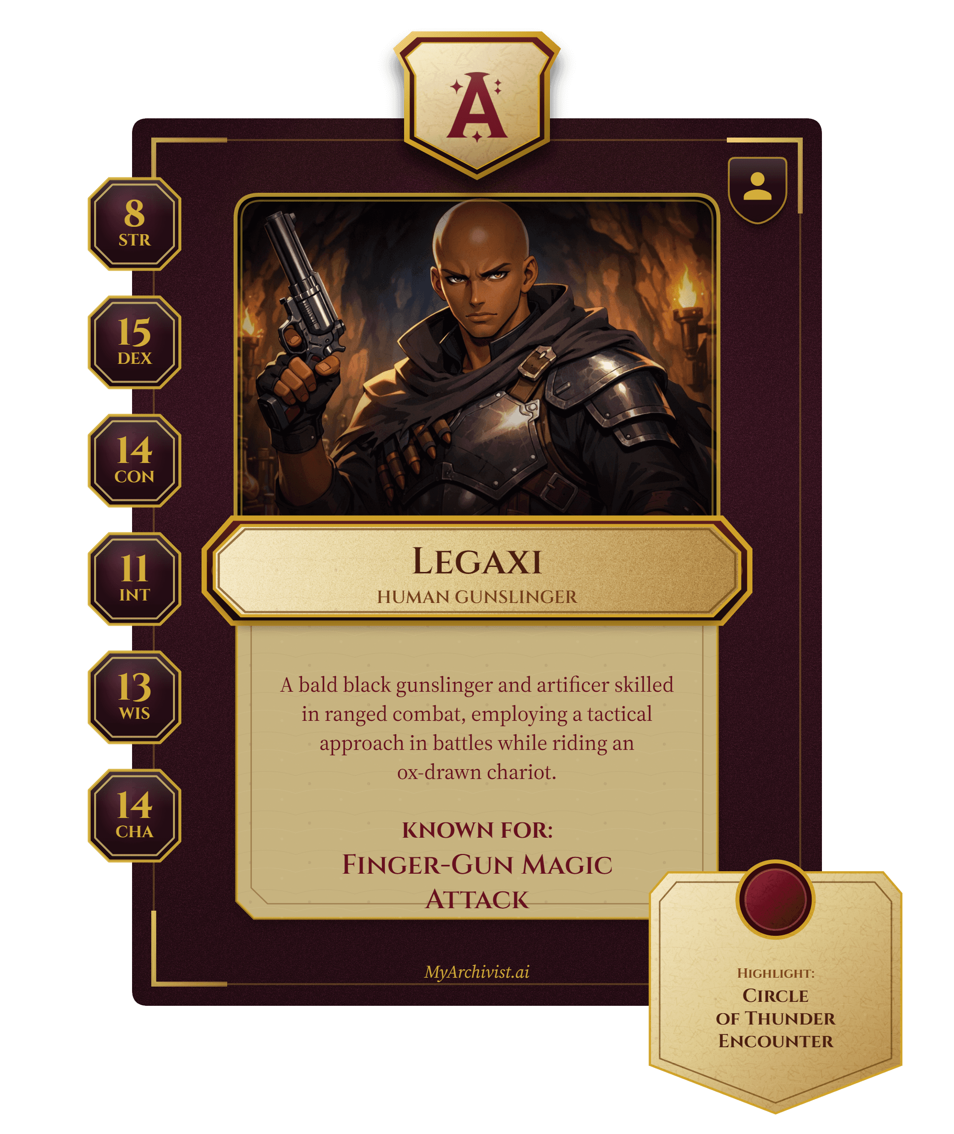 Legaxi trading card - Character from Echoes of the Sword Coast: The Wayward Legends