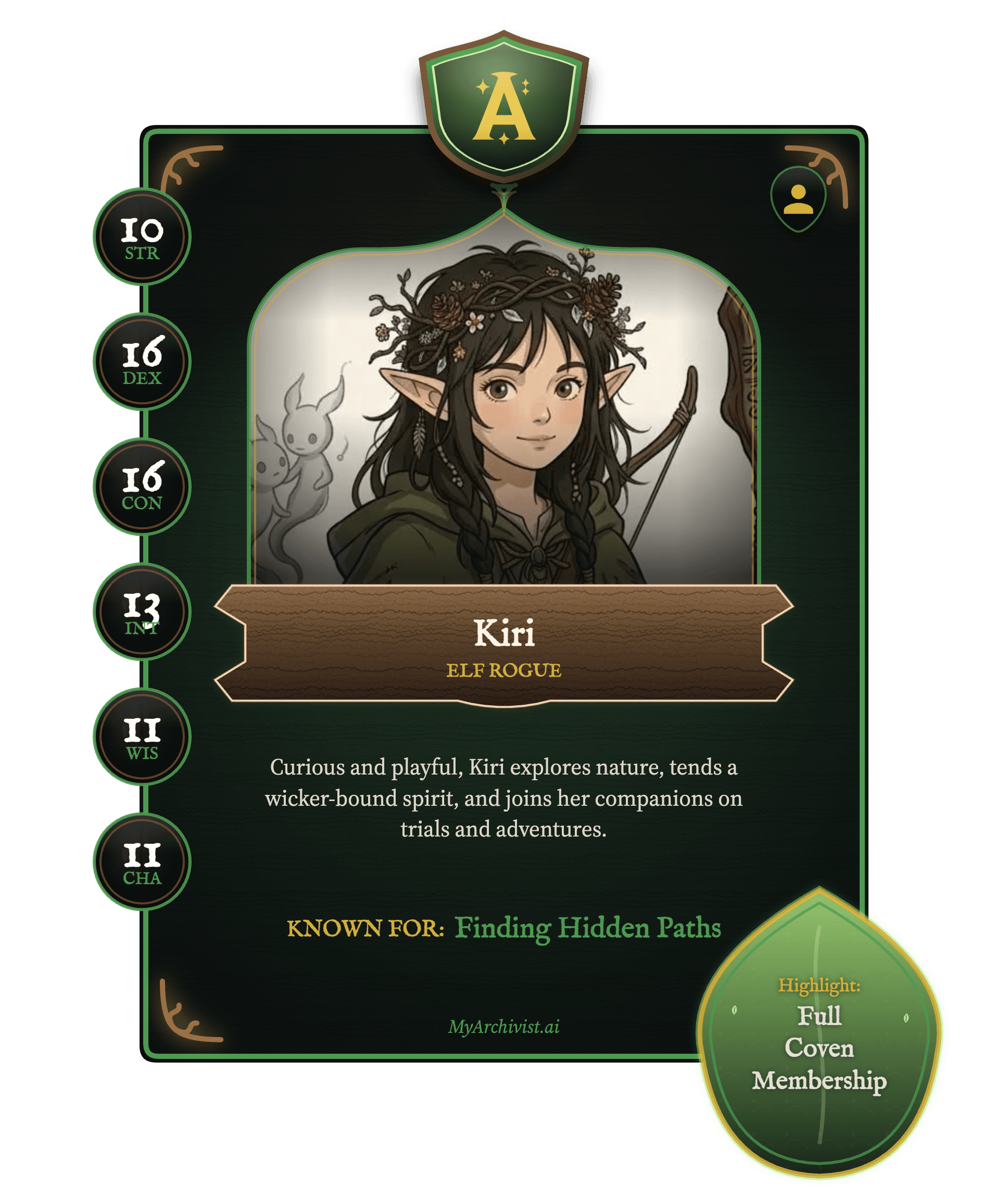 Kiri trading card - Character from Obojima: Roots of Corruption