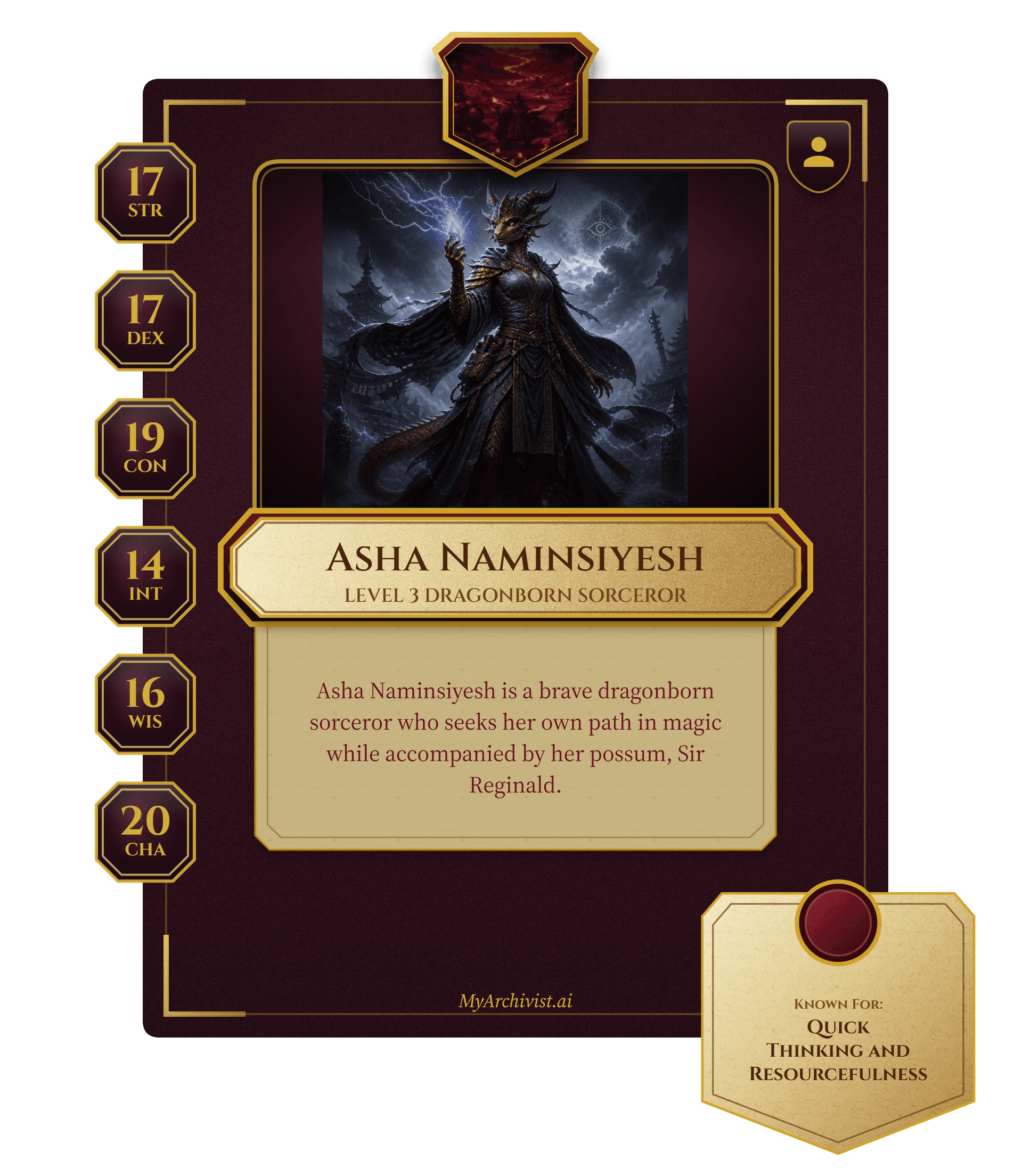 Asha Naminsiyesh trading card - Character from The Shattered Nexus