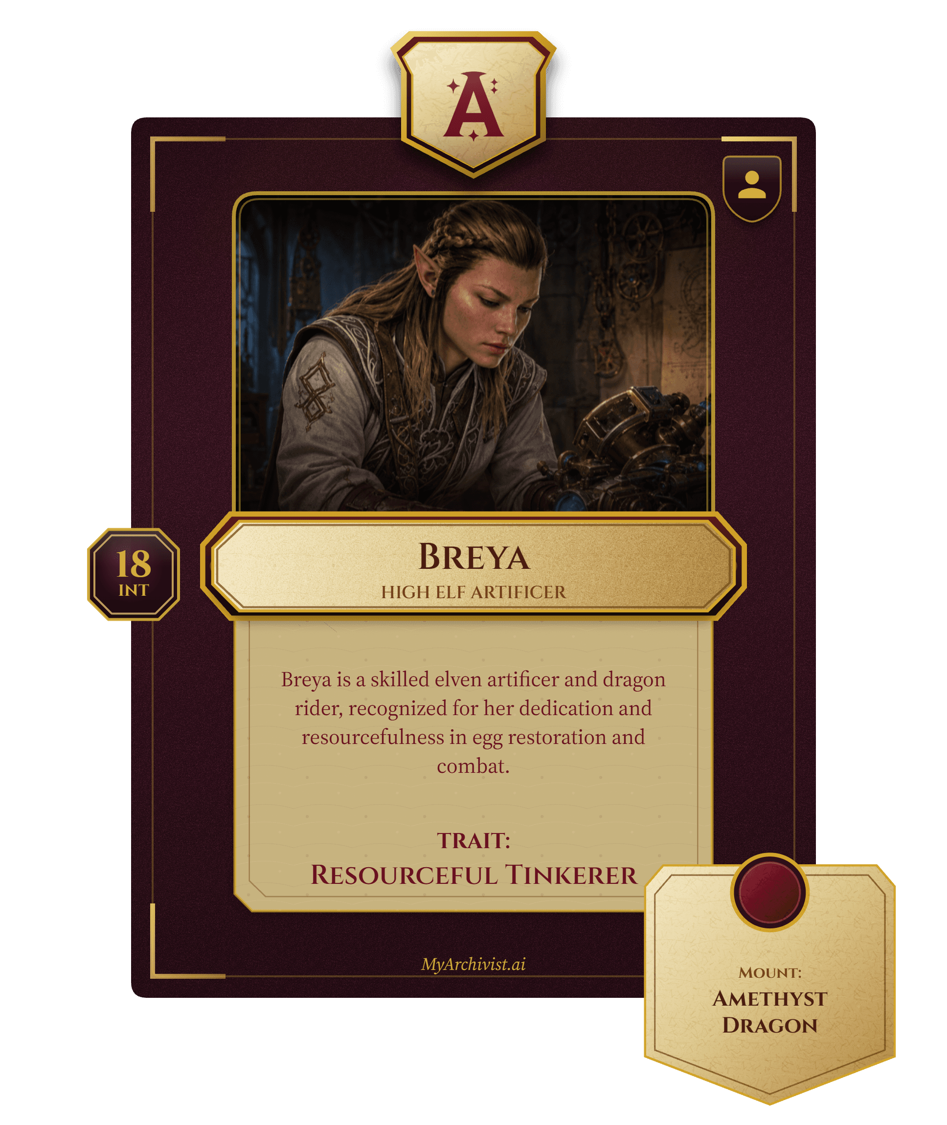 Breya trading card - Character from Dragon Riders