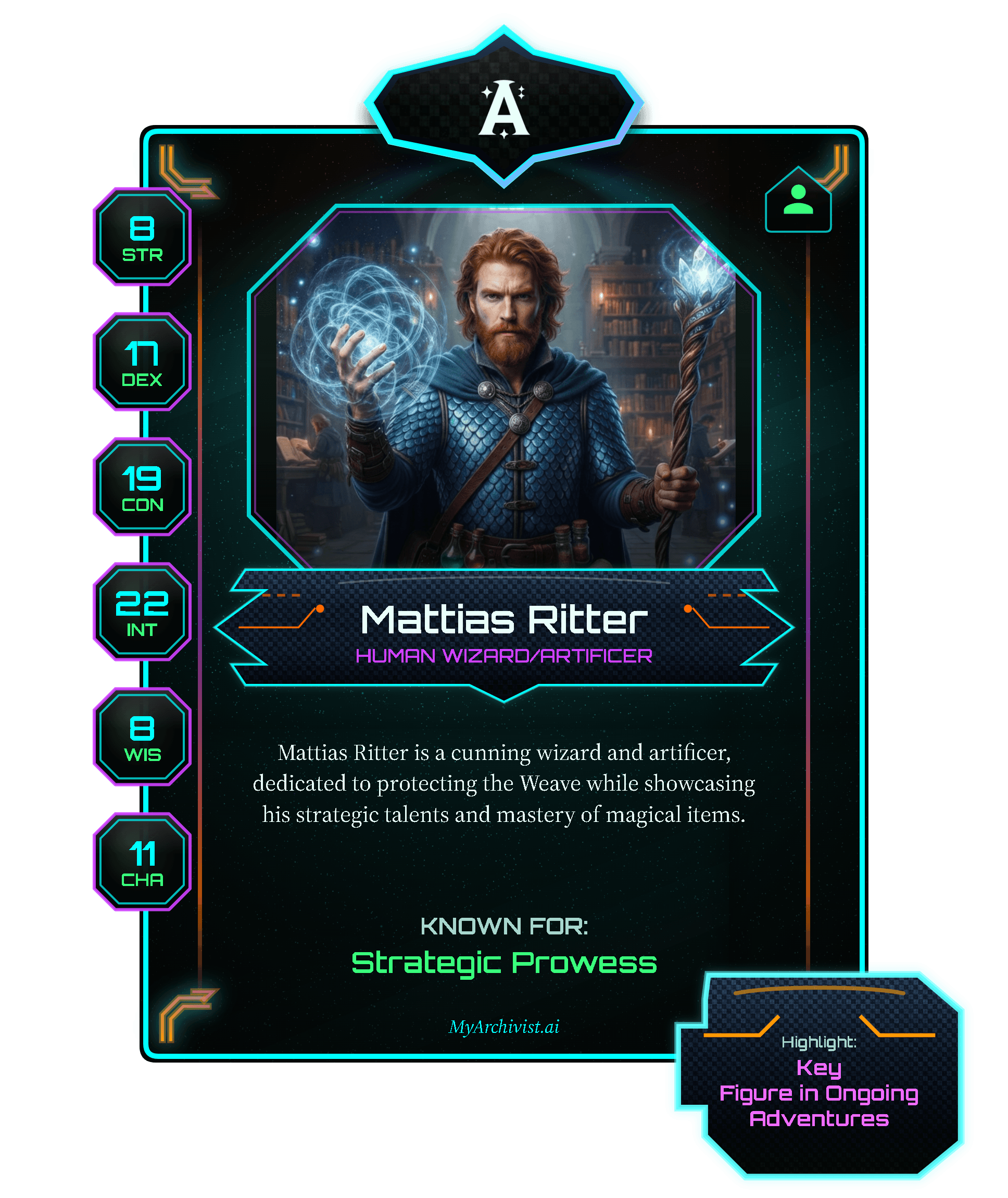 Mattias Ritter trading card - Character from Vecna: Eve of Ruin