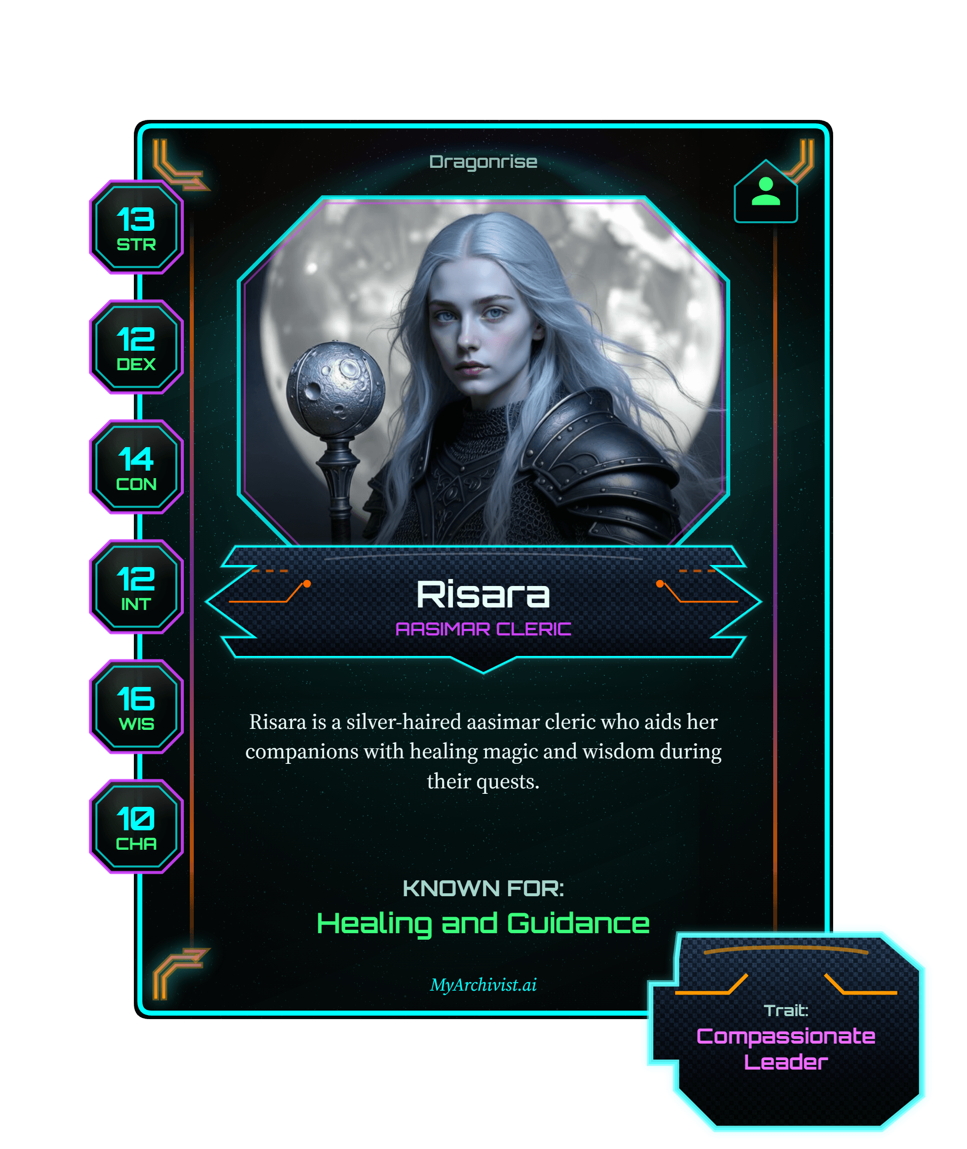 Risara trading card - Character from Dragonrise