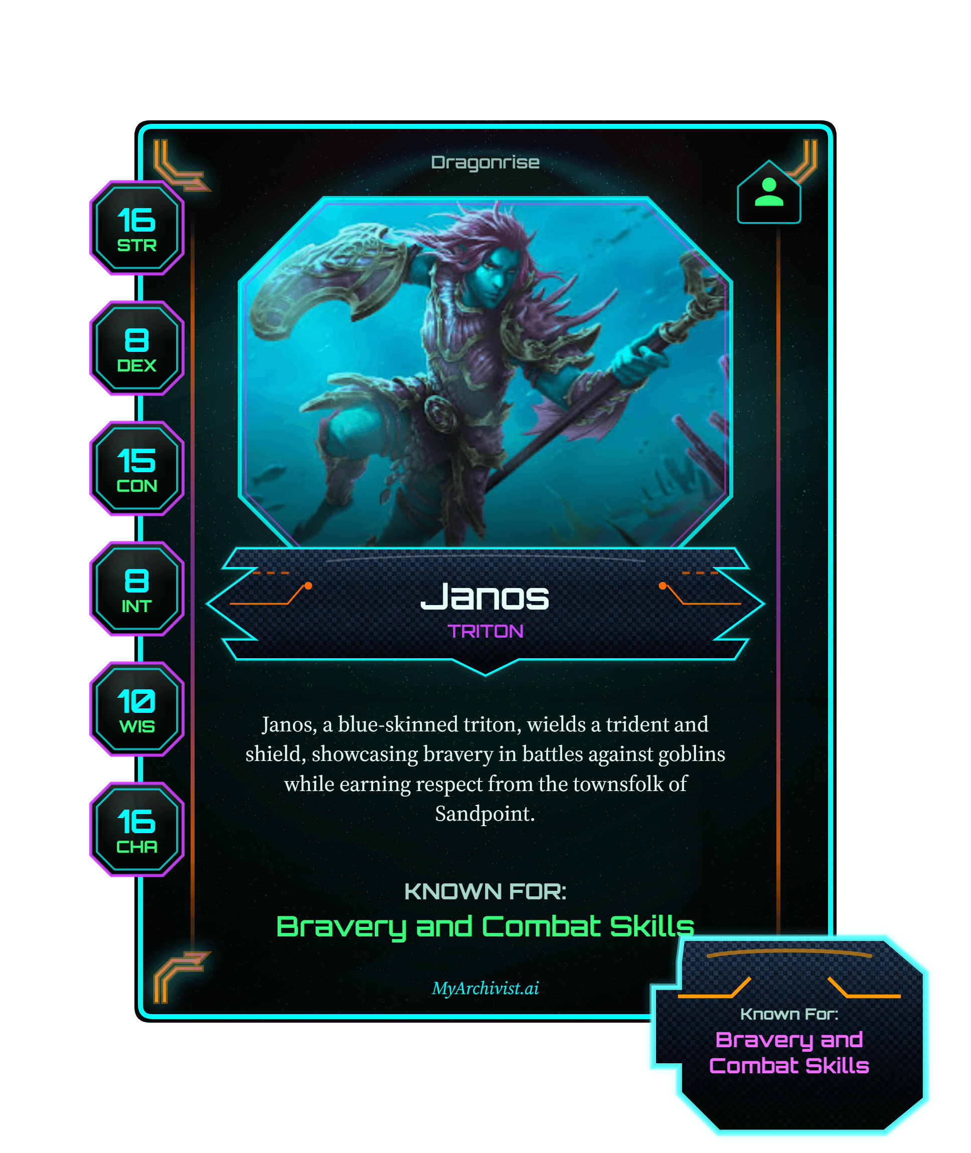 Janos trading card - Character from Dragonrise