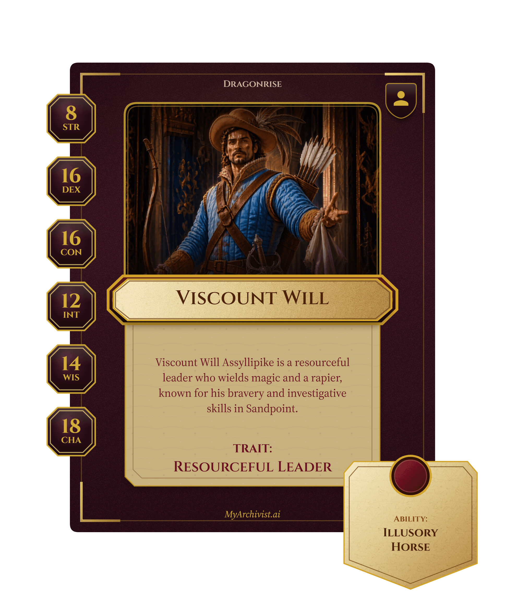 Viscount Will trading card - Character from Dragonrise