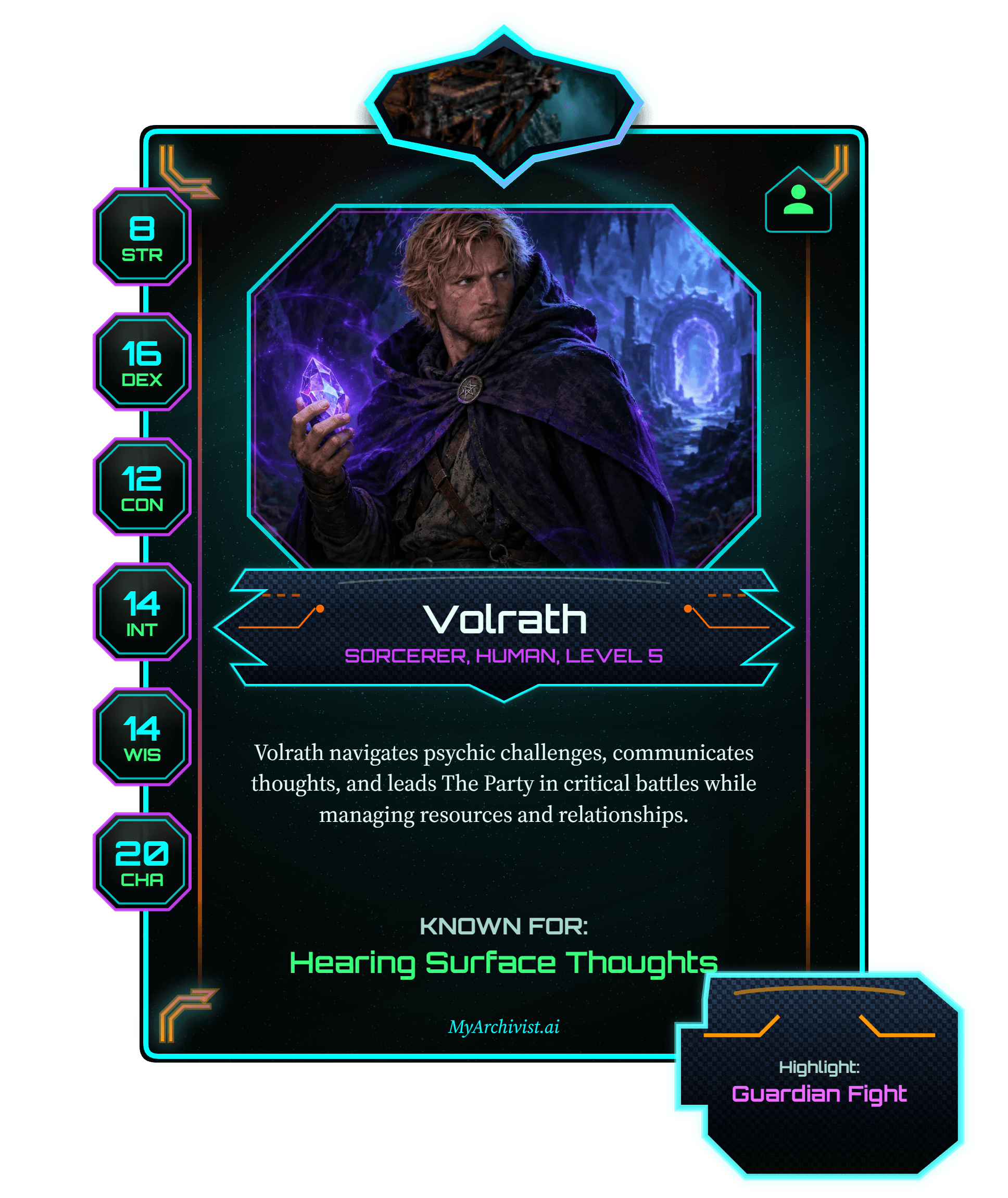 Volrath trading card - Character from Echoes of the Illithid Legacy