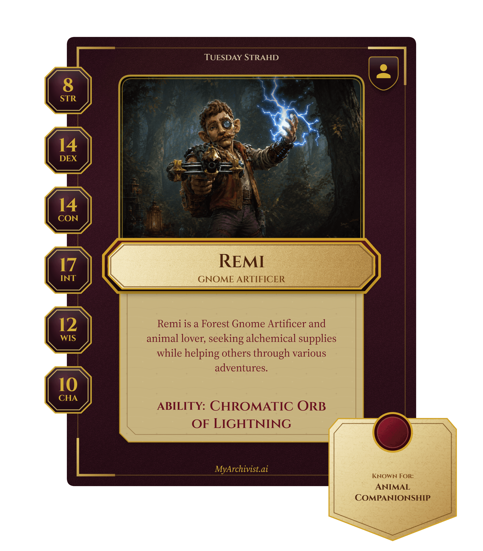 Remi trading card - Character from Tuesday Strahd