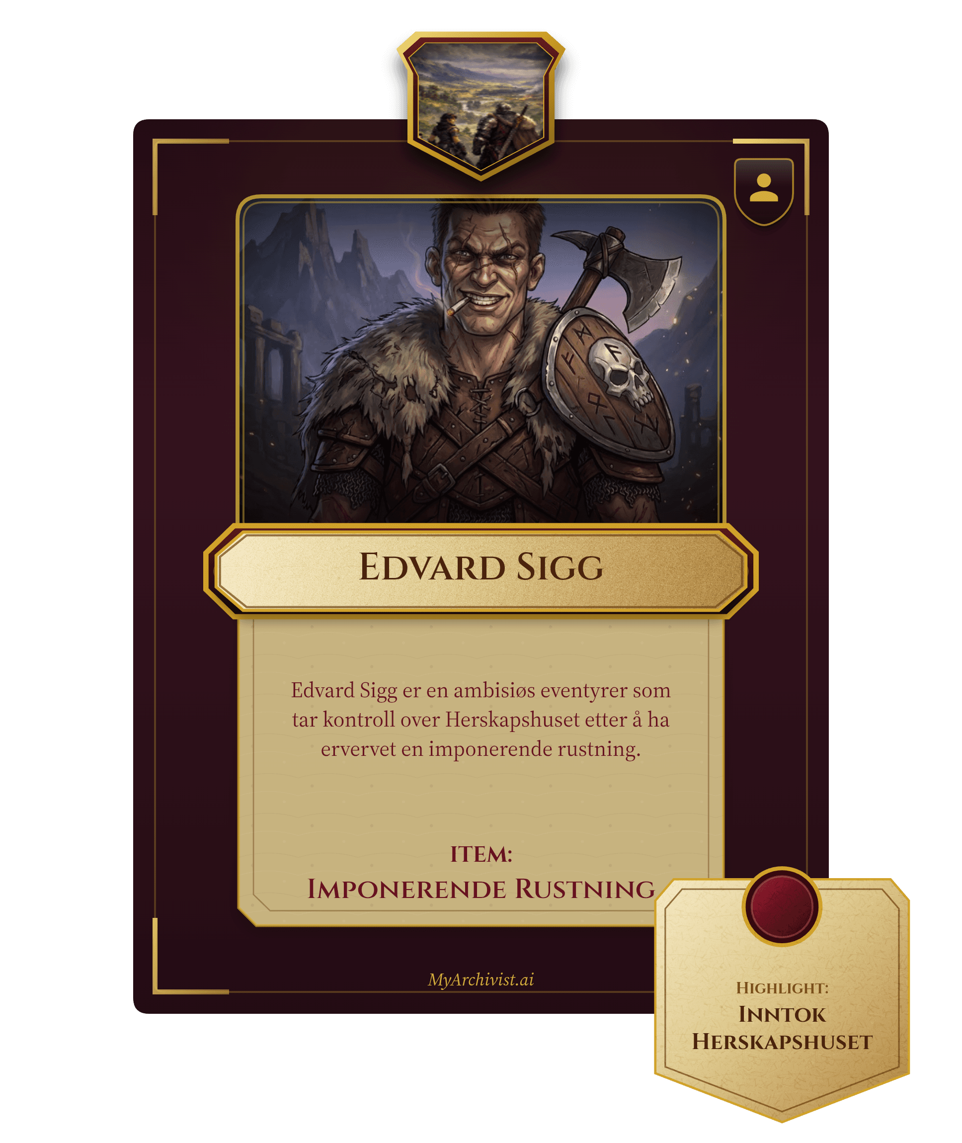 Edvard Sigg trading card - Character from E. Highlands