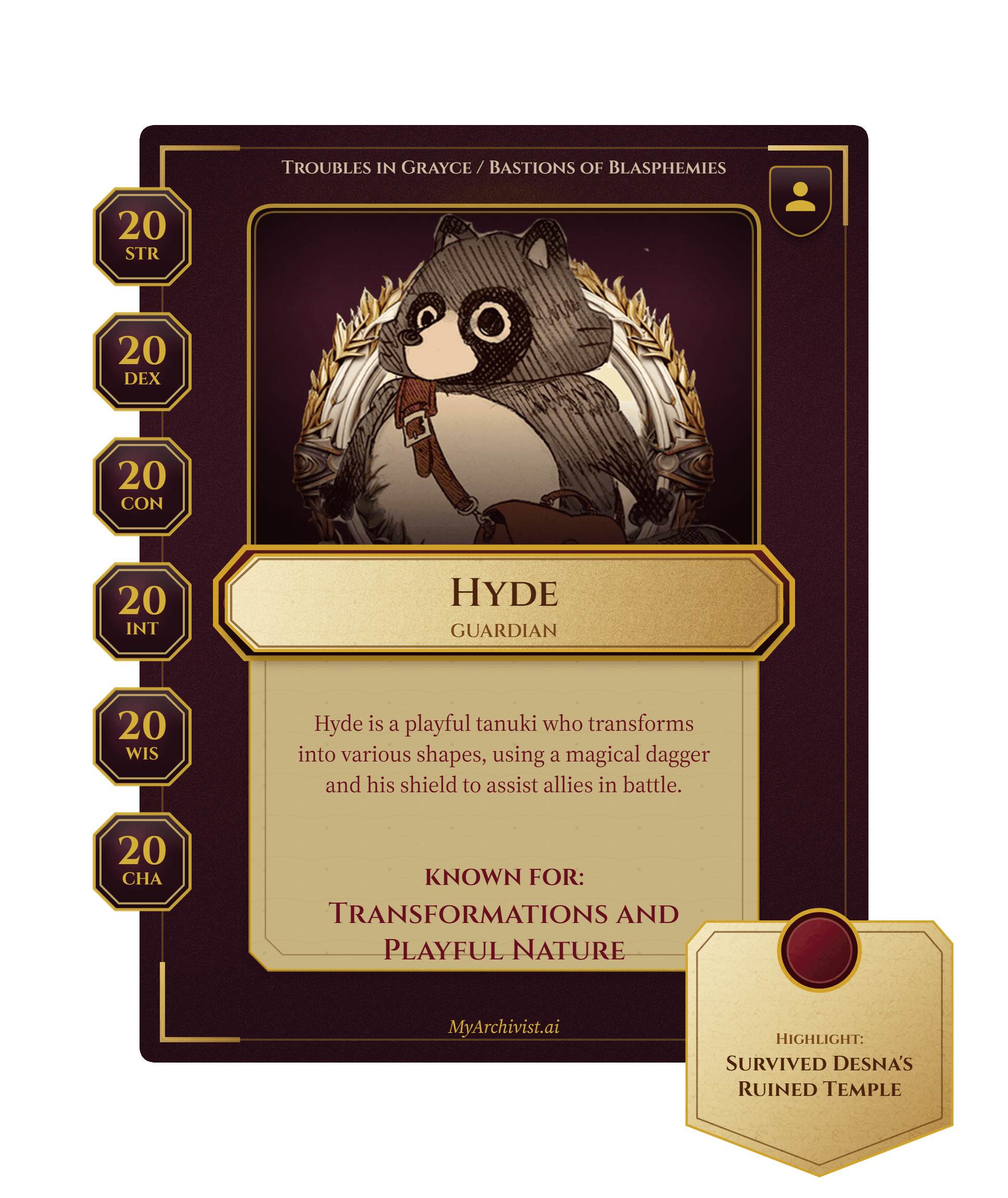 Hyde trading card - Character from Troubles in Grayce / Bastions of Blasphemies