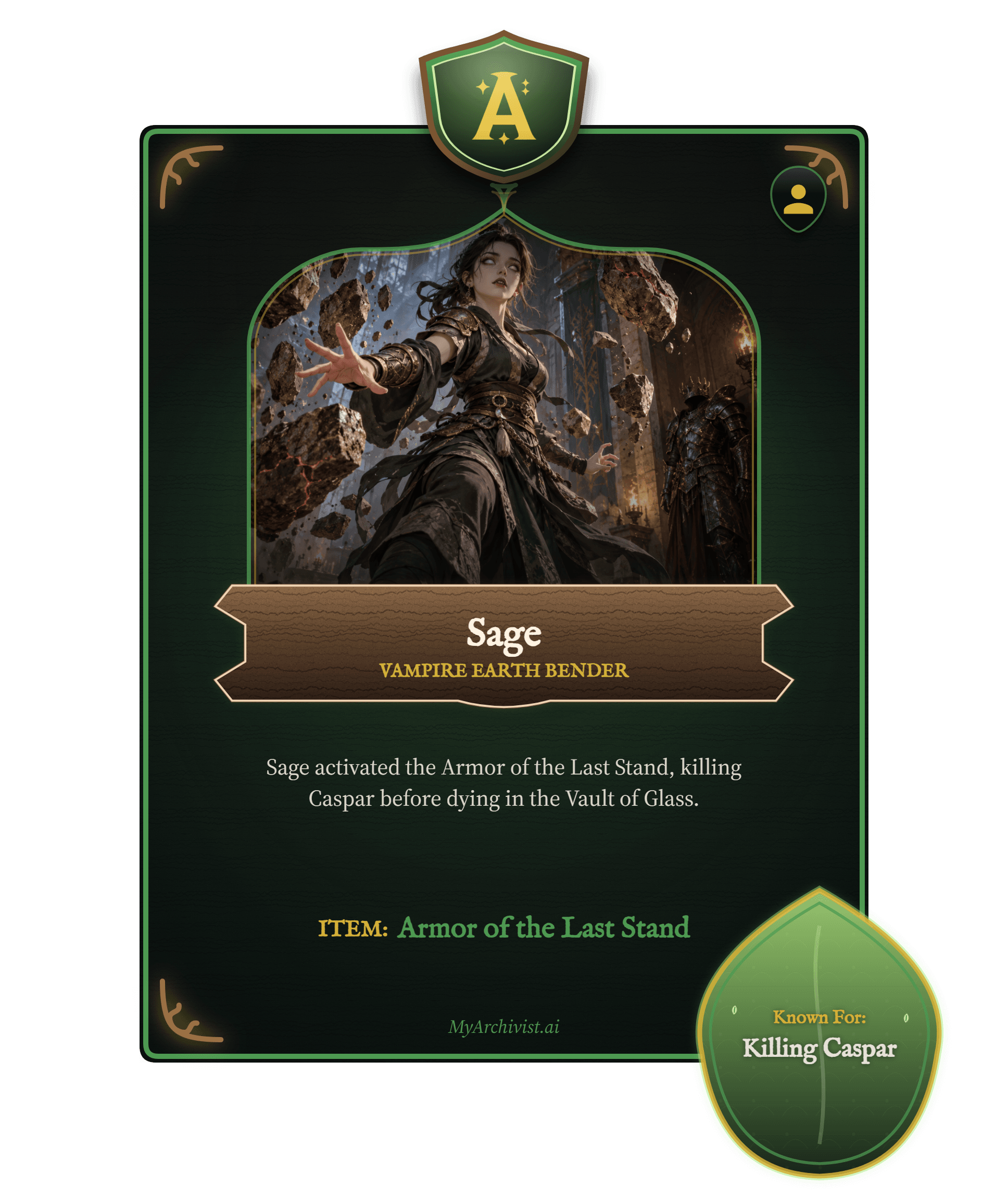 Sage trading card - Character from Dungeons and Destiny