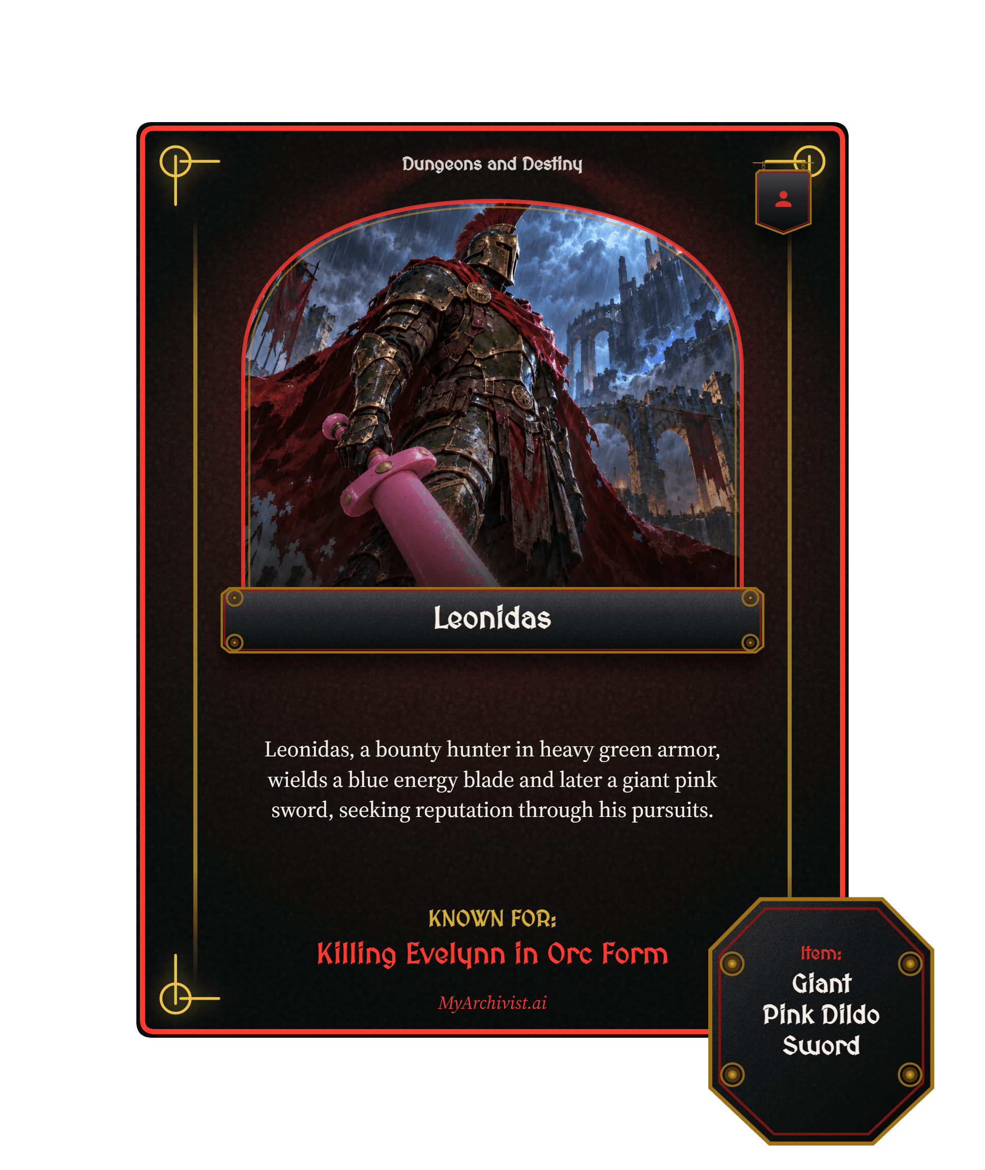 Leonidas trading card - Character from Dungeons and Destiny