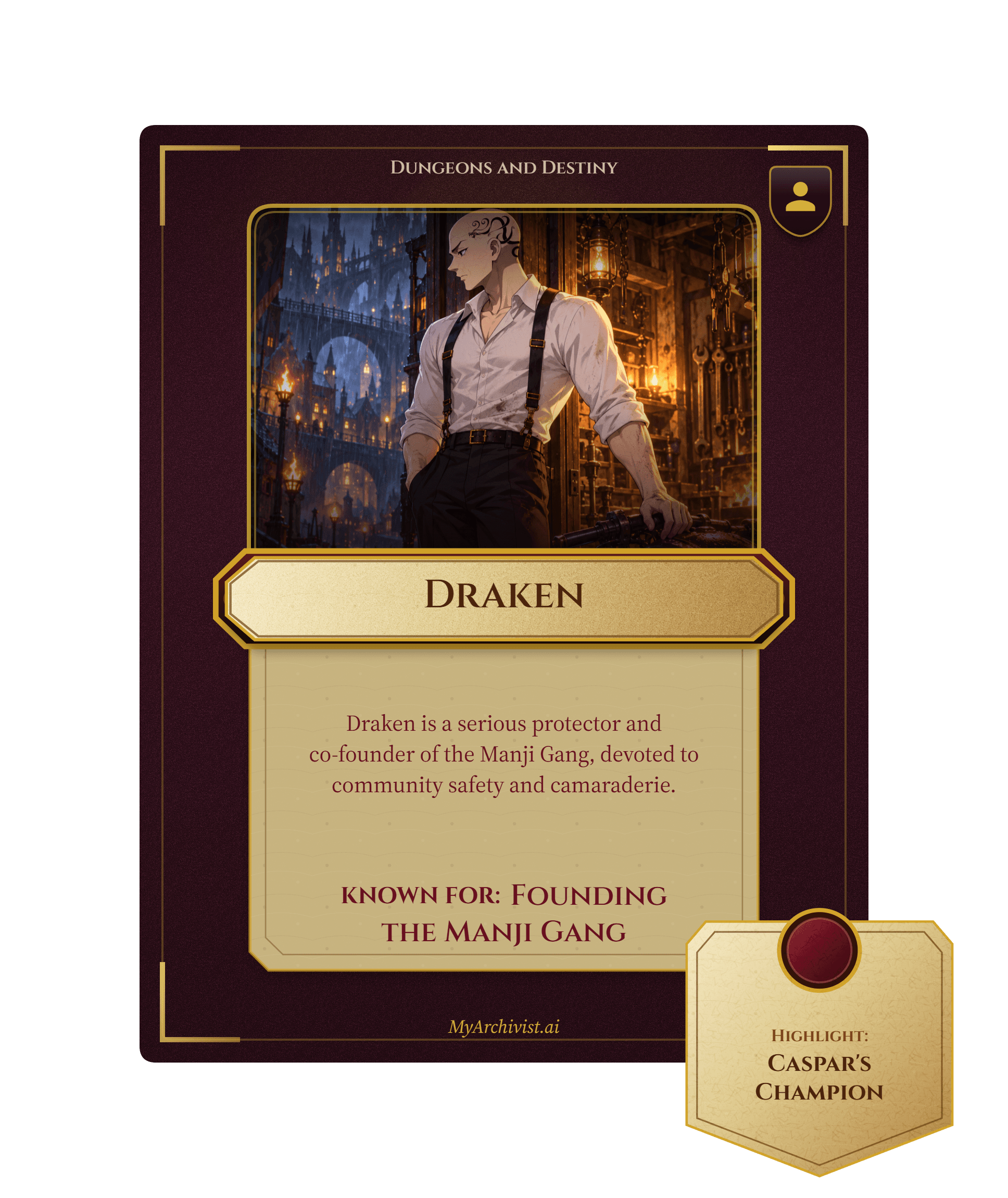 Draken trading card - Character from Dungeons and Destiny