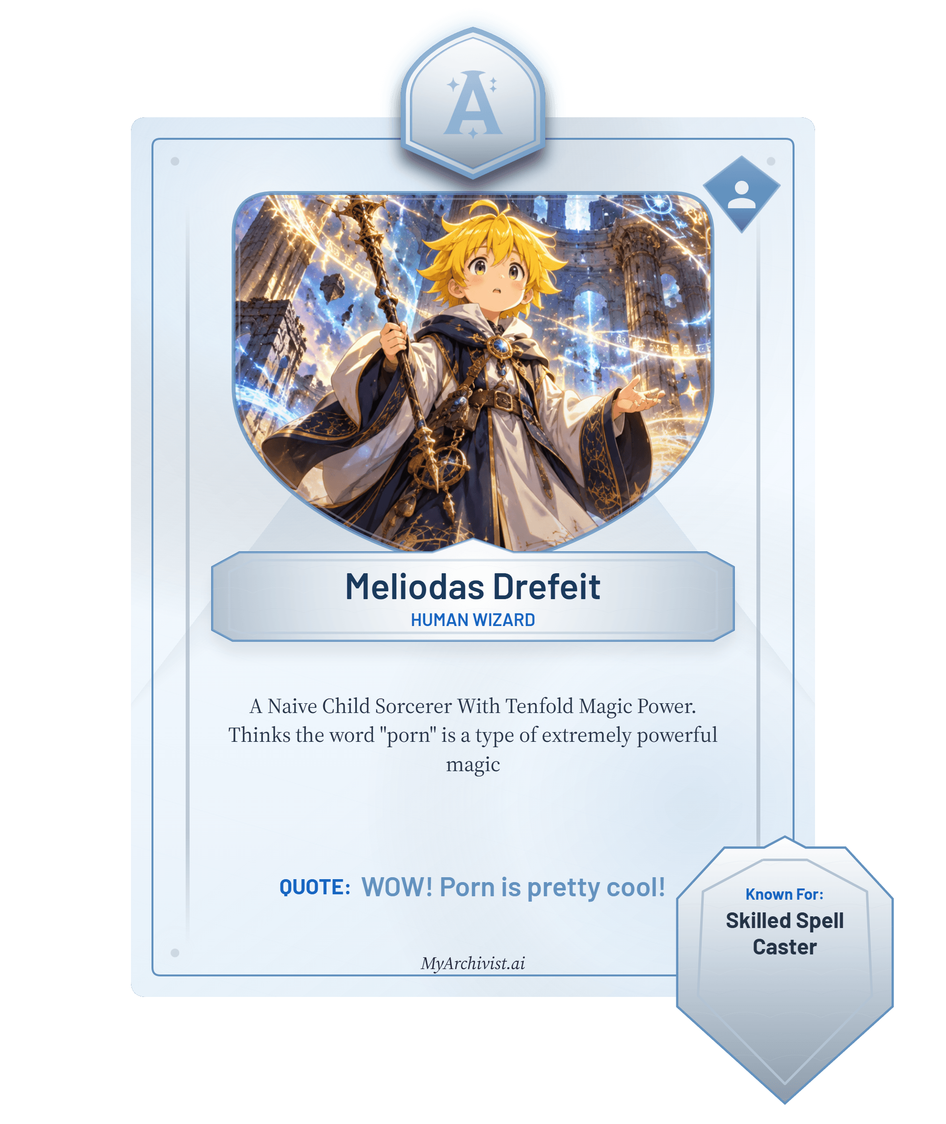 Meliodas Drefeit trading card - Character from Dungeons and Destiny
