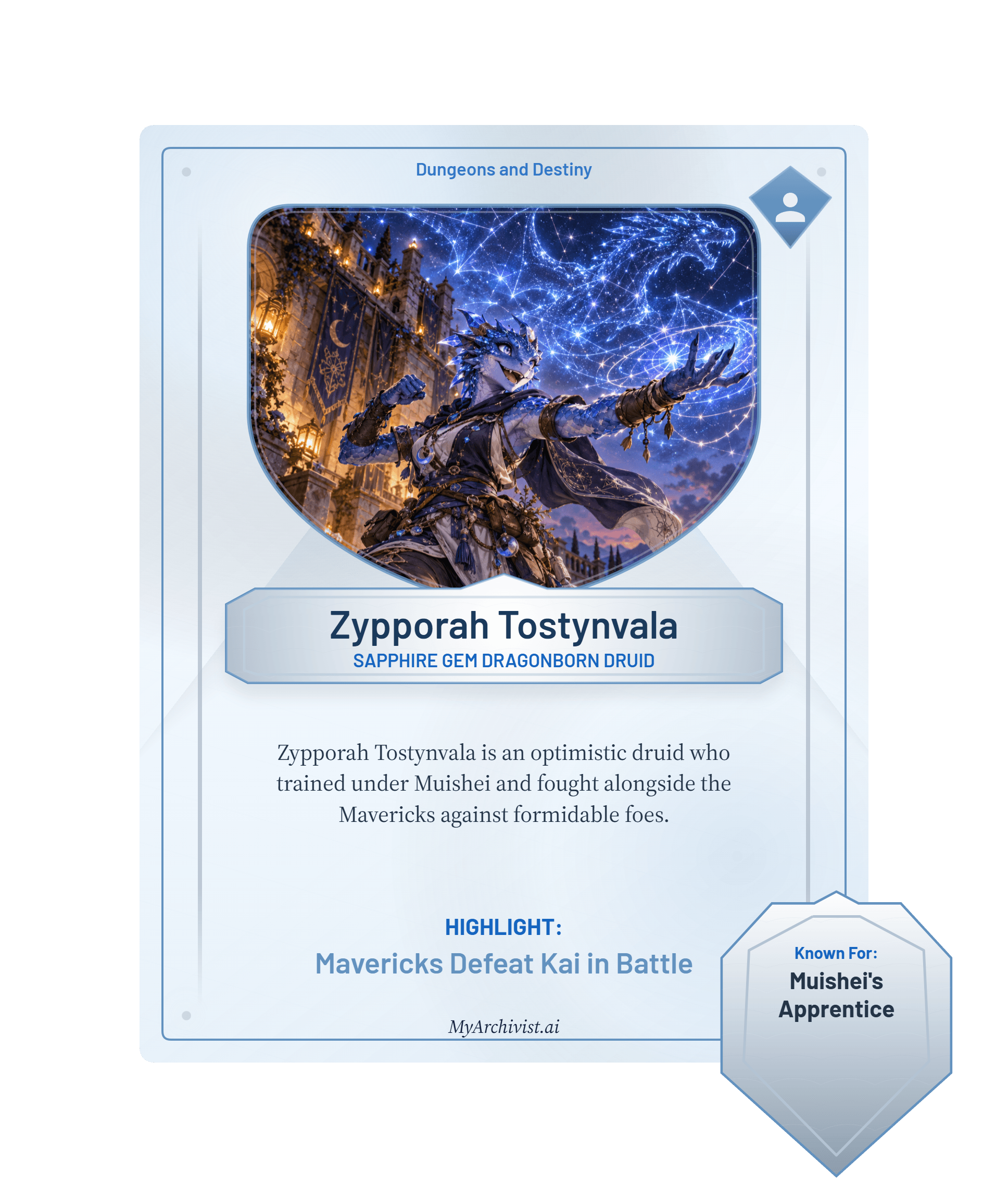 Zypporah Tostynvala trading card - Character from Dungeons and Destiny