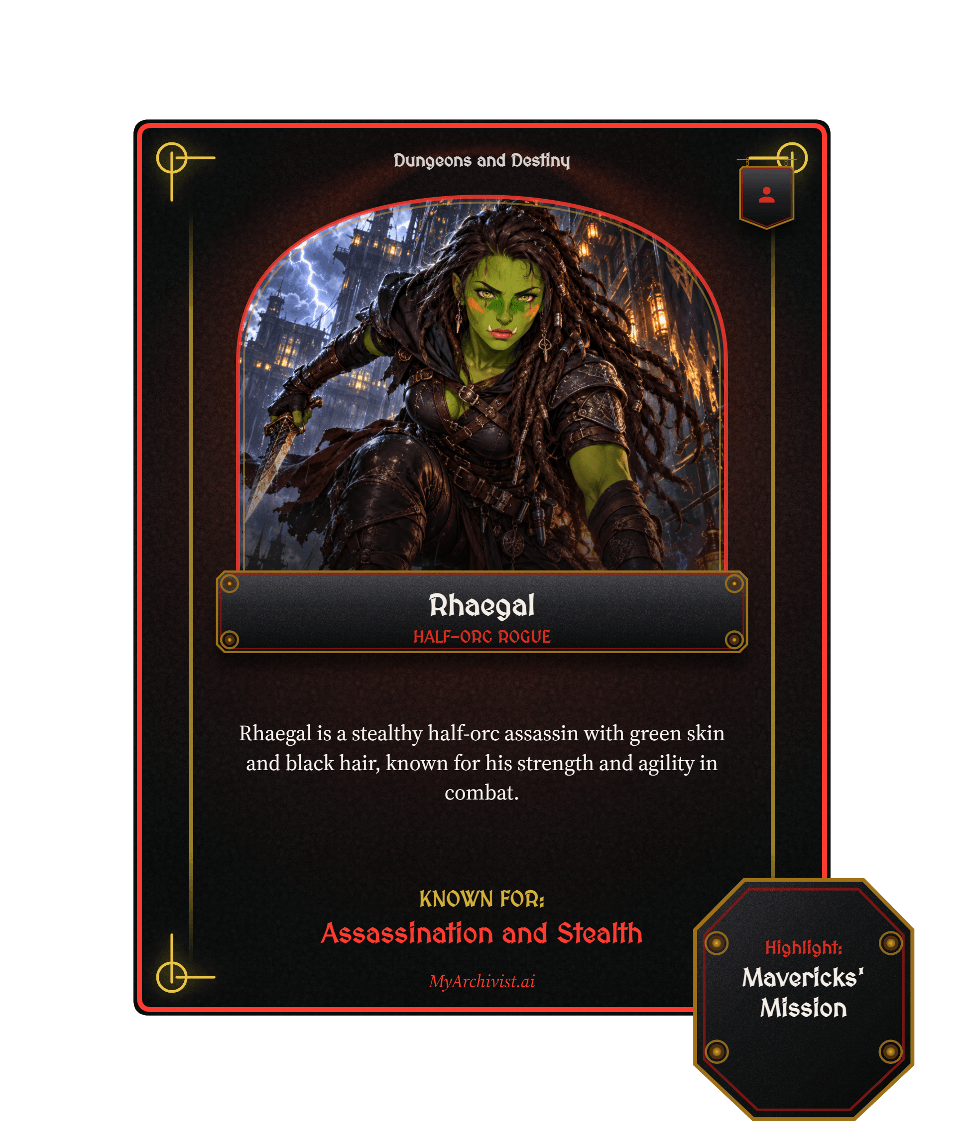 Rhaegal trading card - Character from Dungeons and Destiny