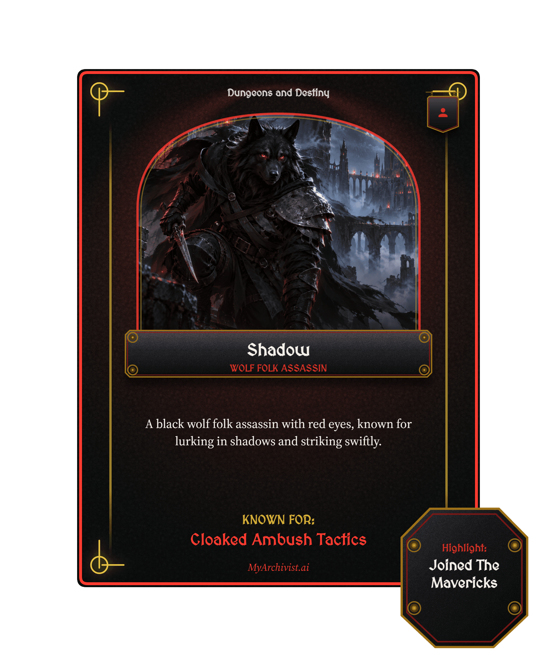 Shadow trading card - Character from Dungeons and Destiny