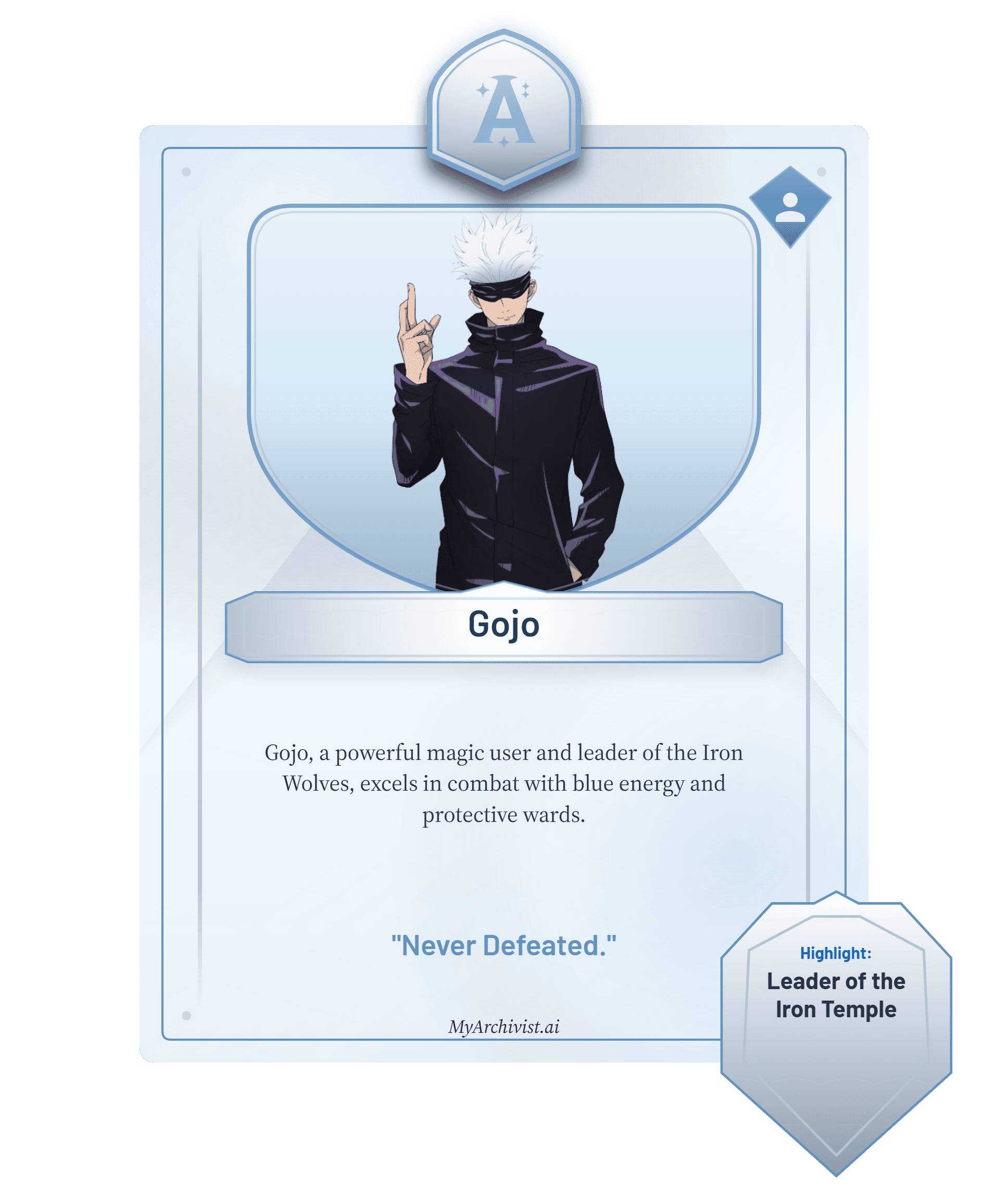 Gojo trading card - Character from Dungeons and Destiny