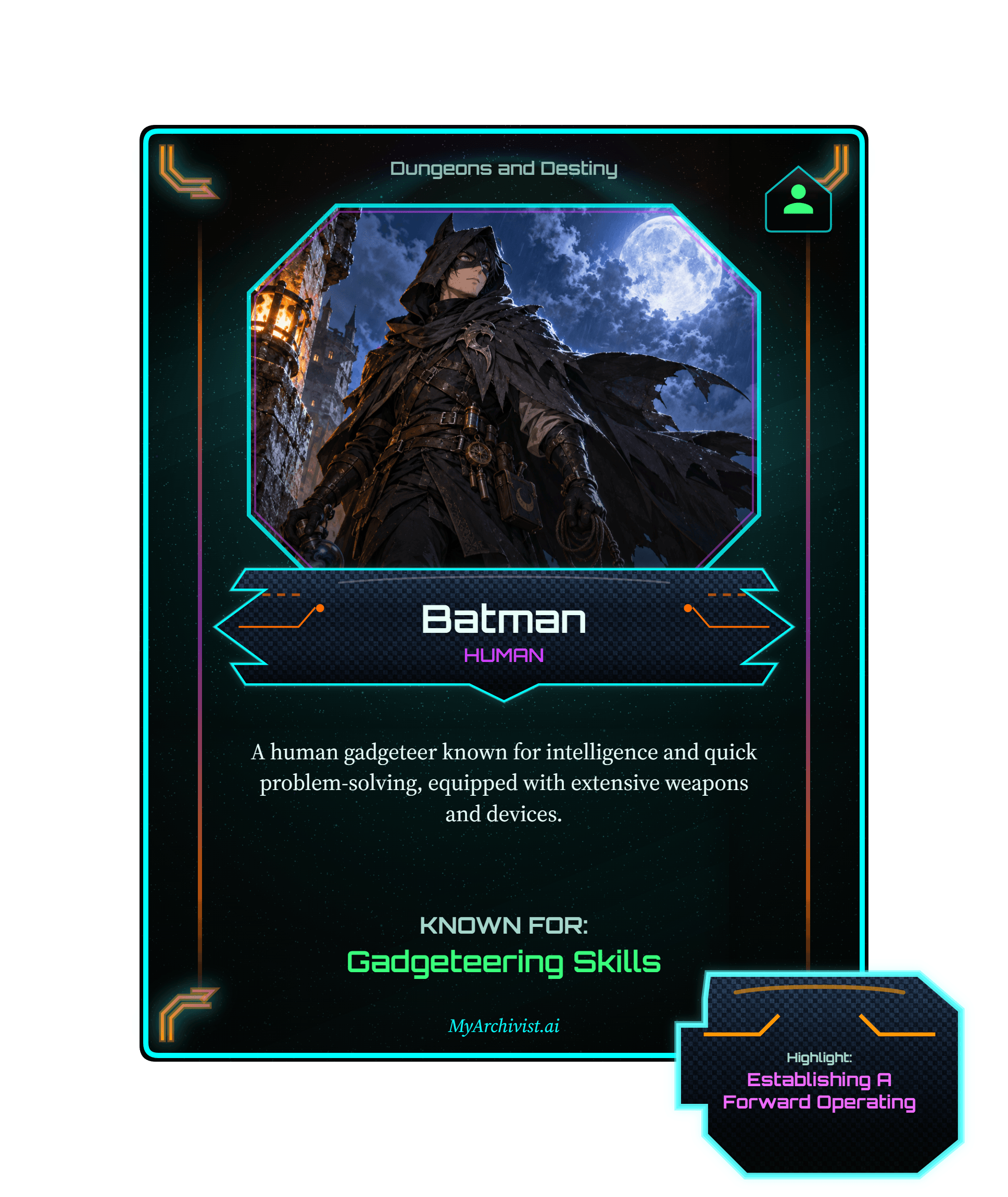 Batman trading card - Character from Dungeons and Destiny