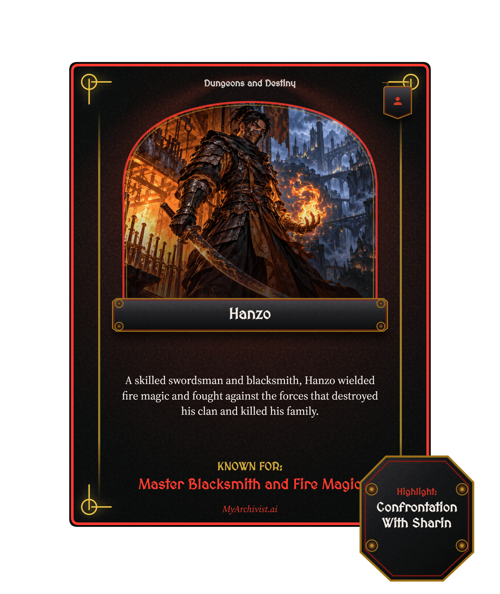 Hanzo trading card - Character from Dungeons and Destiny