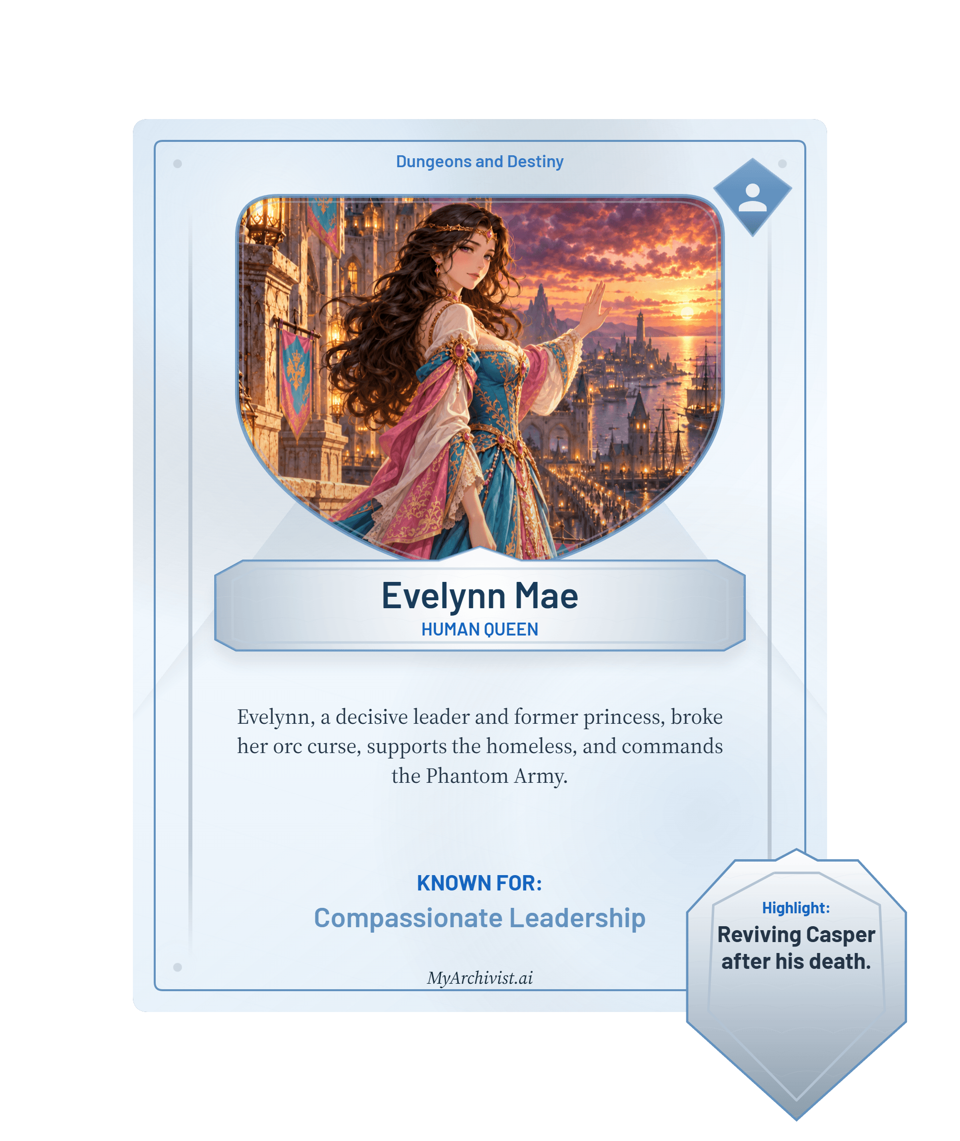Evelynn trading card - Character from Dungeons and Destiny
