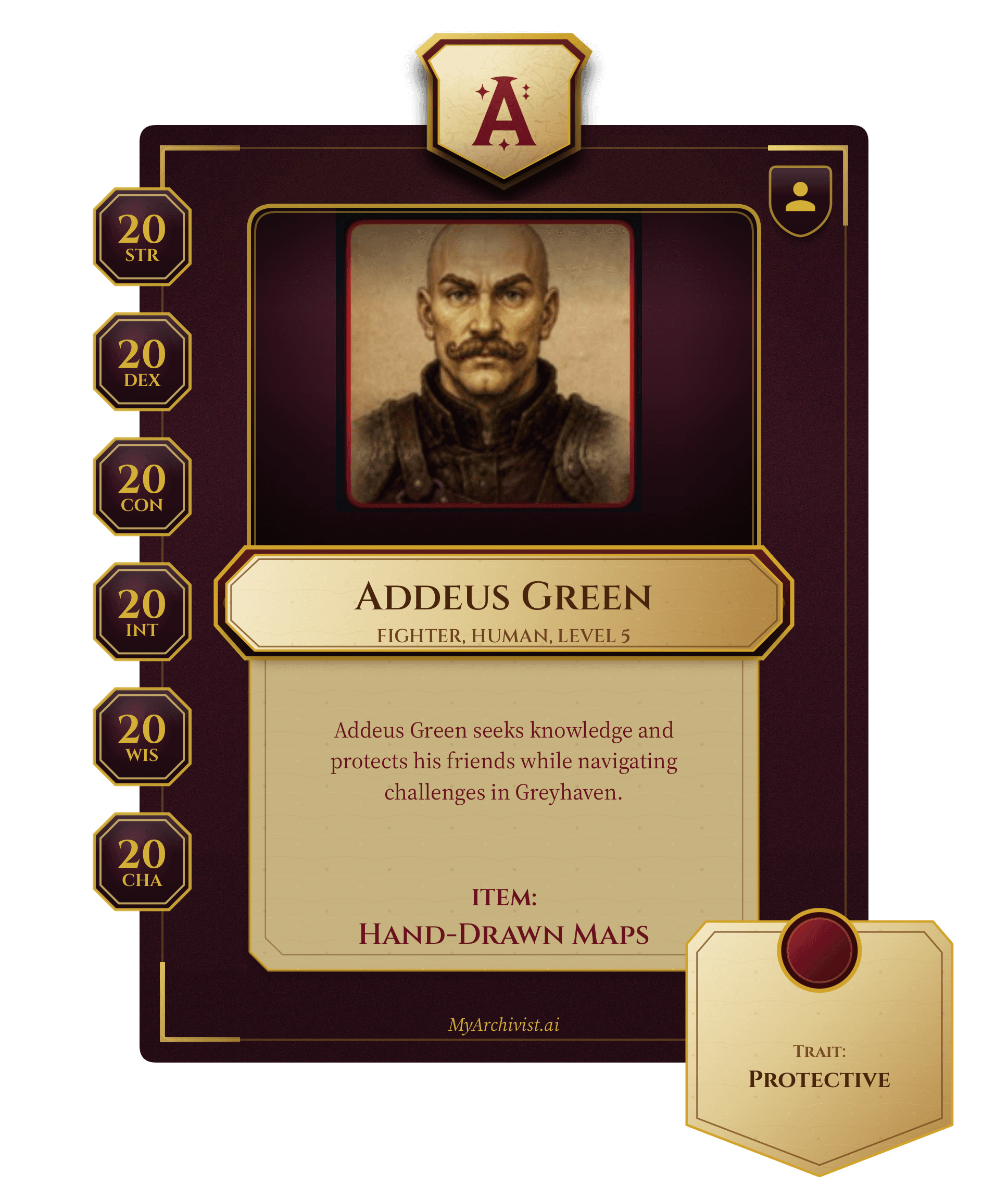 Addeus Green trading card - Character from The Inevitable End